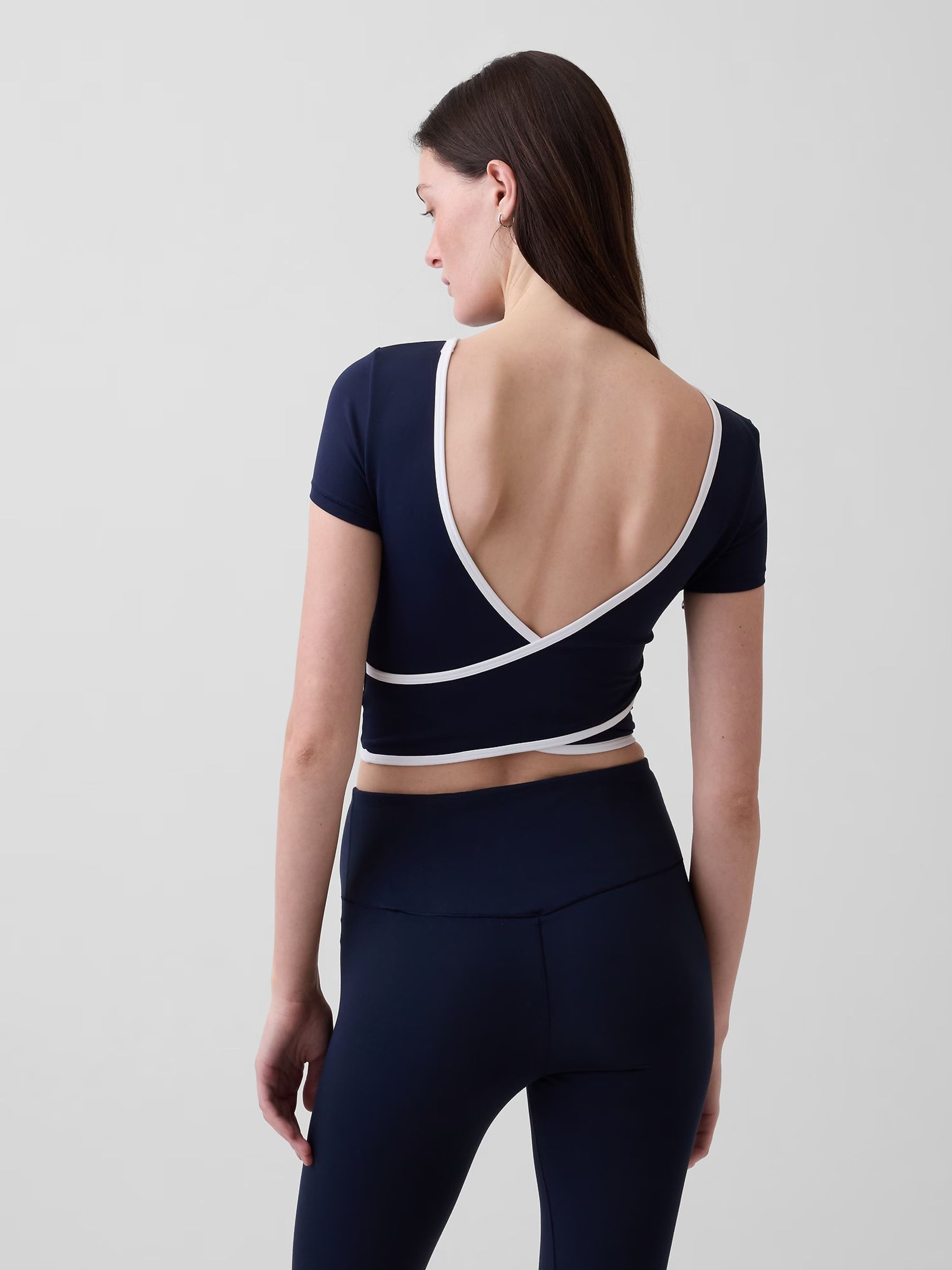 Black Smooth Reversible Wrap Crop Top - Image 2 of 4