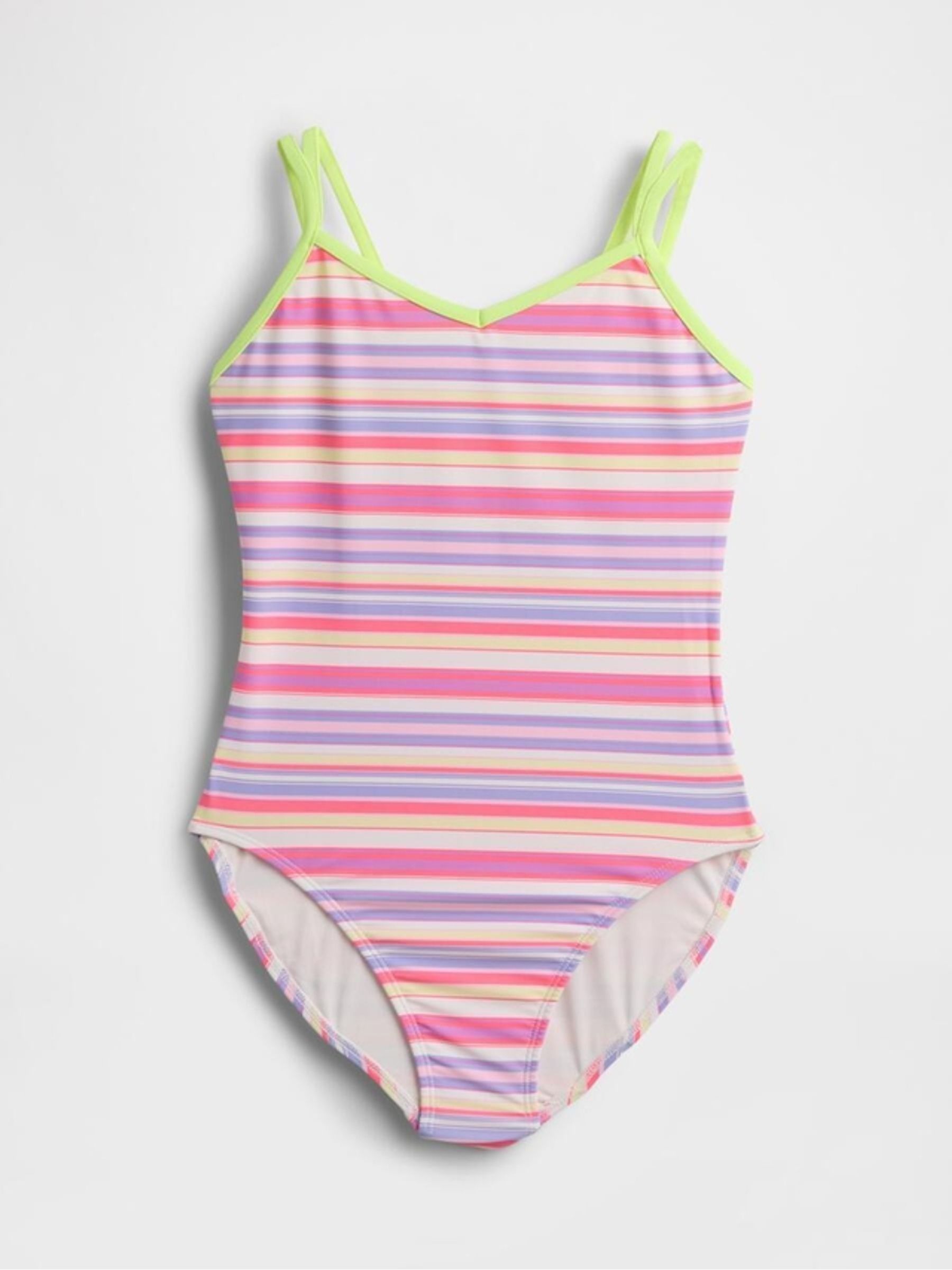 Pink Stripe V-Neck One-Piece Swimsuit - Image 1 of 3