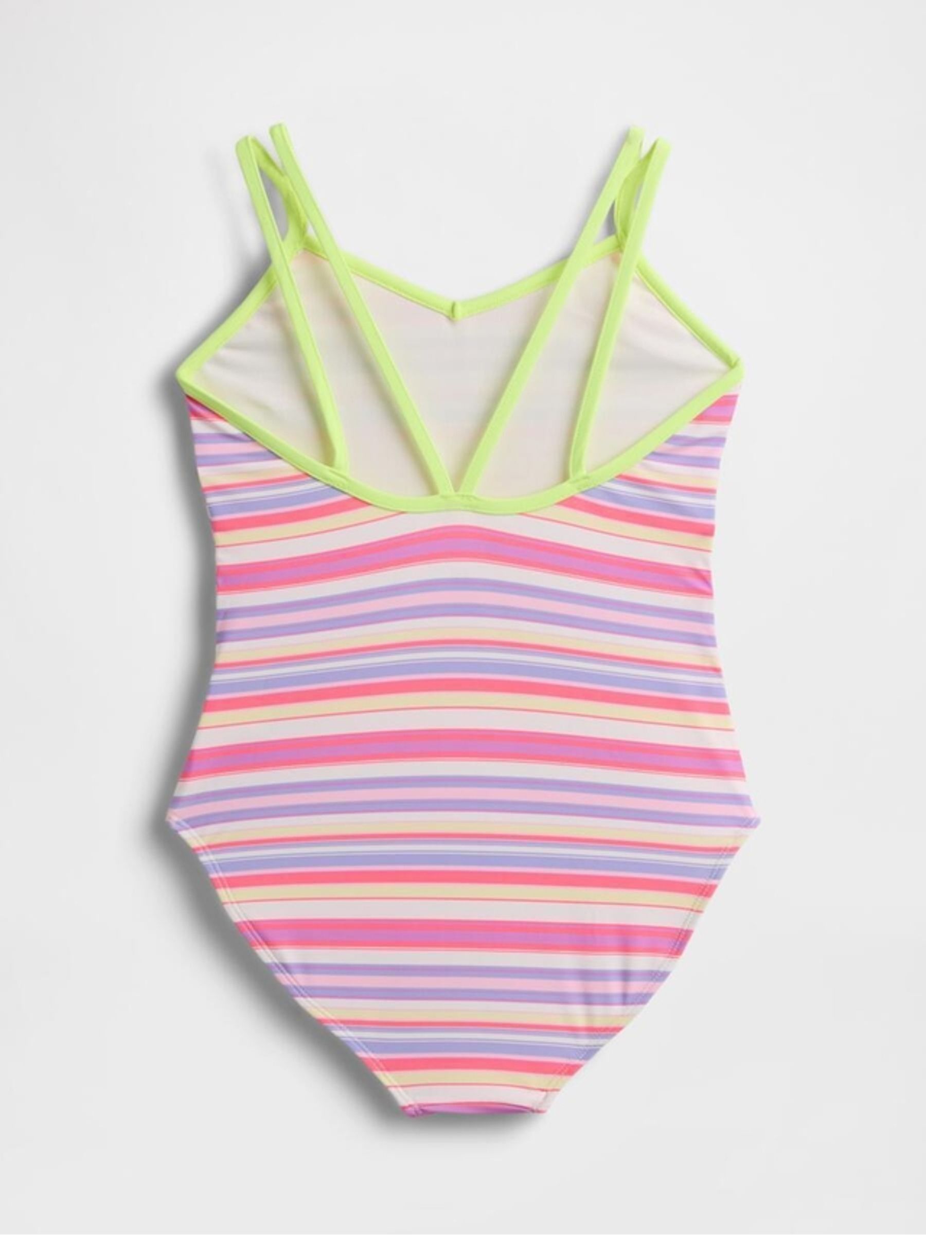 Pink Stripe V-Neck One-Piece Swimsuit - Image 2 of 3