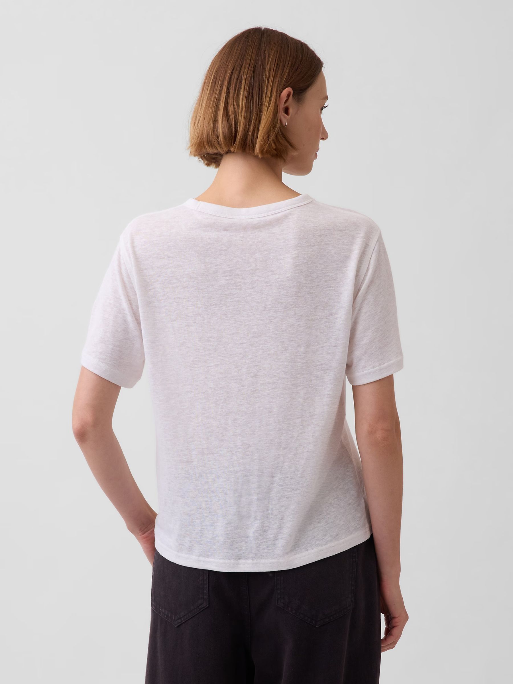 White Linen-Blend Relaxed T-Shirt - Image 2 of 4