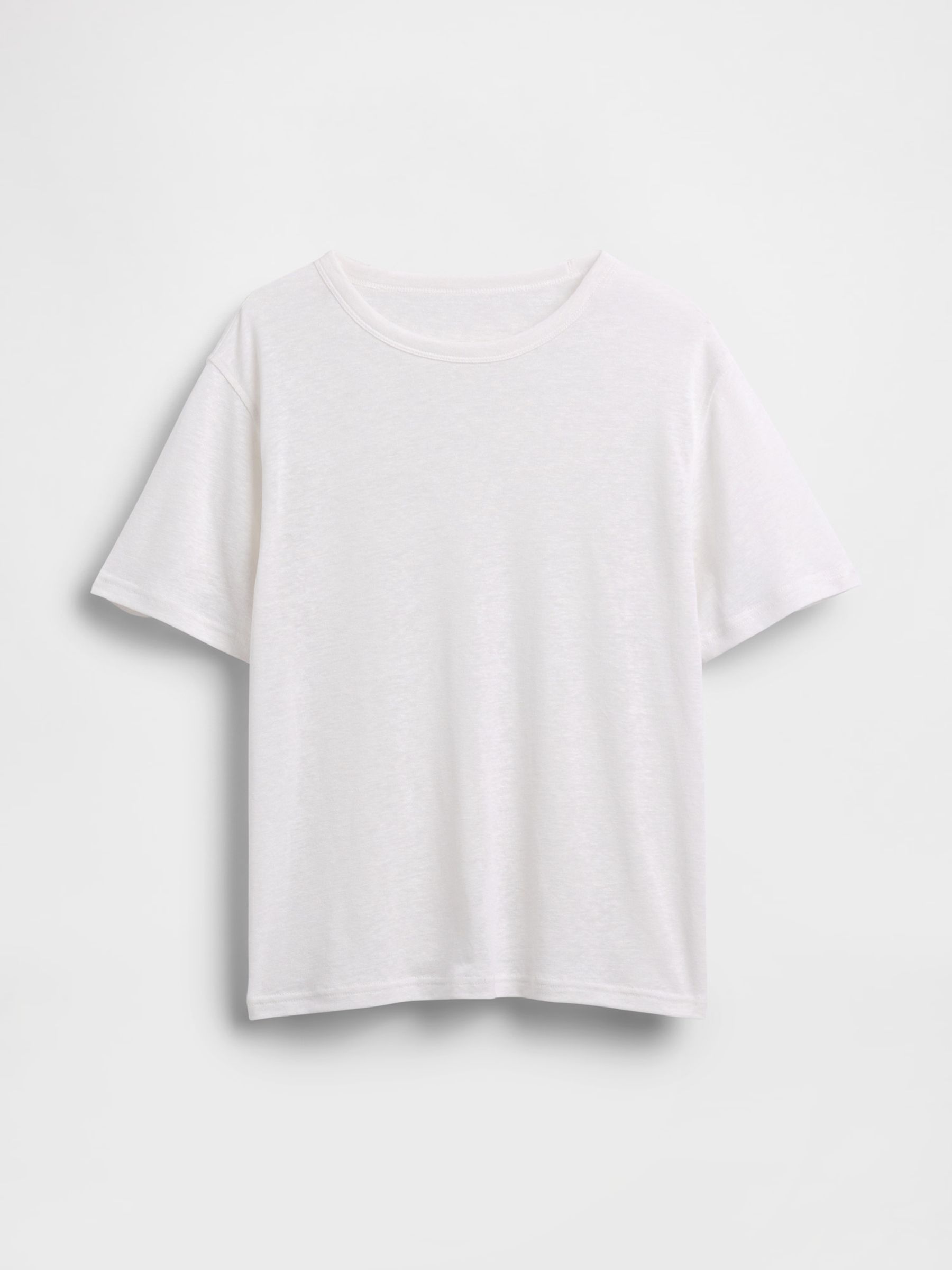 White Linen-Blend Relaxed T-Shirt - Image 3 of 4