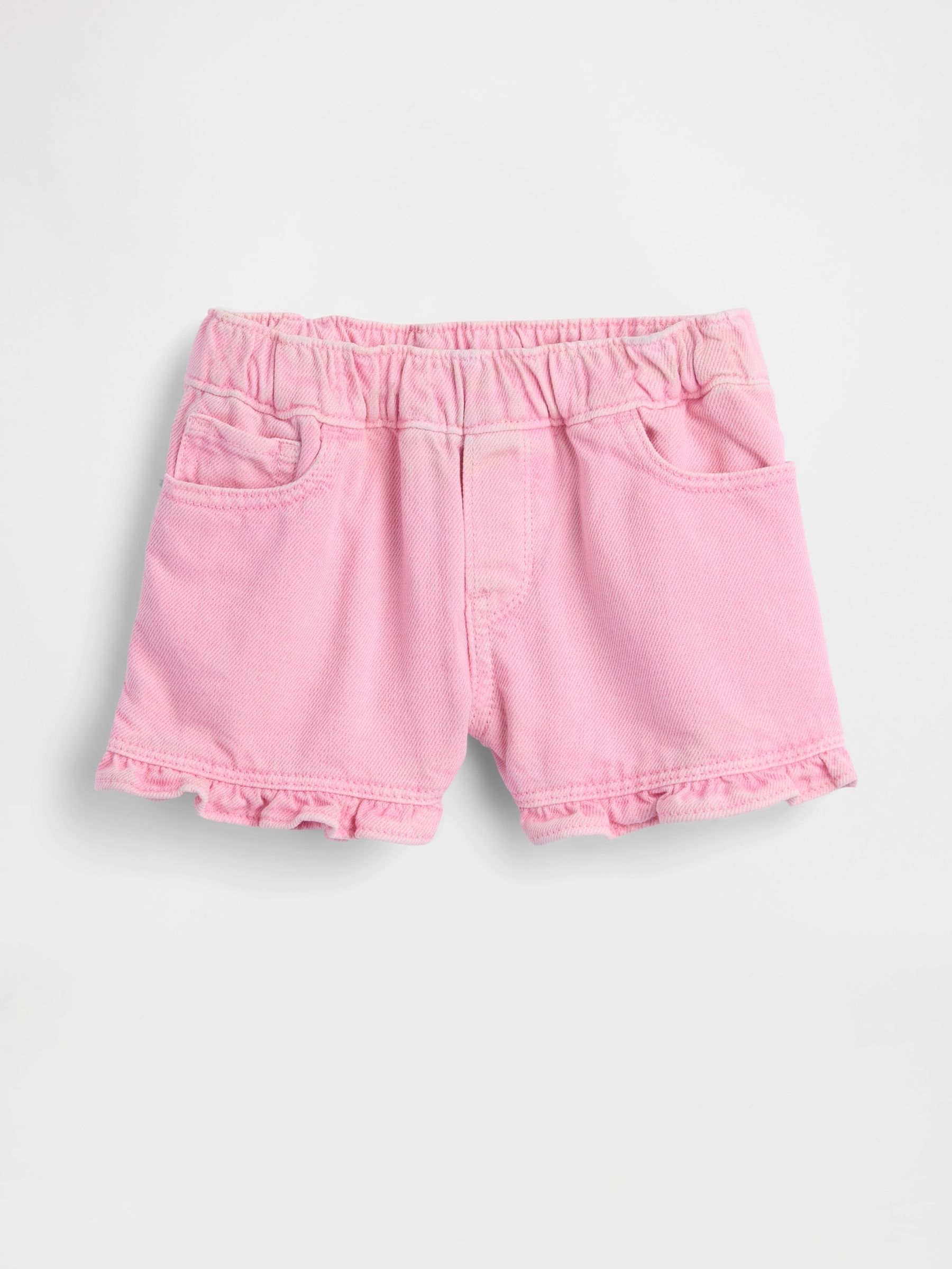 Pink Denim Stride Pull On Ruffle Shorts - Image 1 of 2