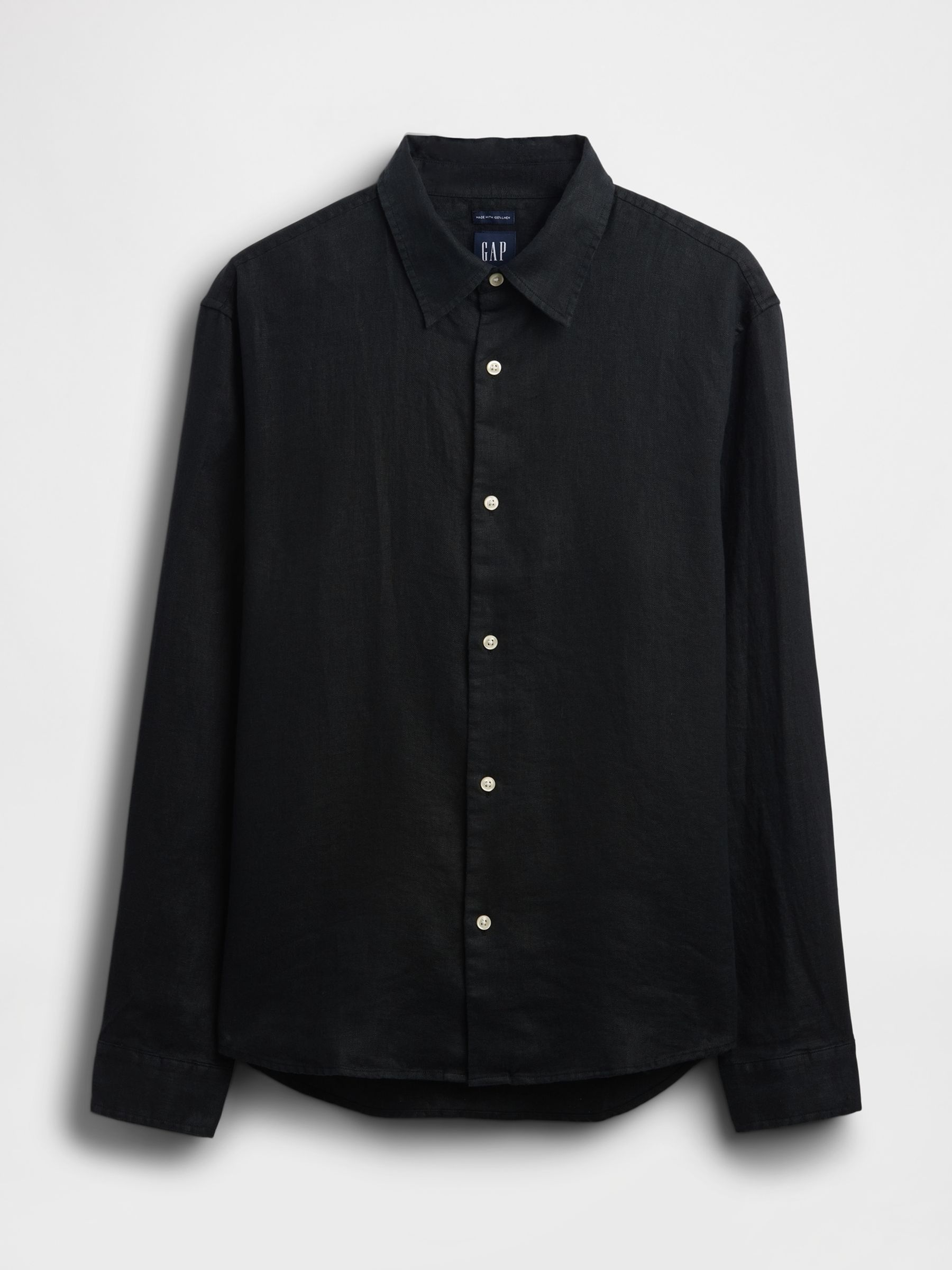 Black Linen Relaxed Shirt - Image 1 of 1
