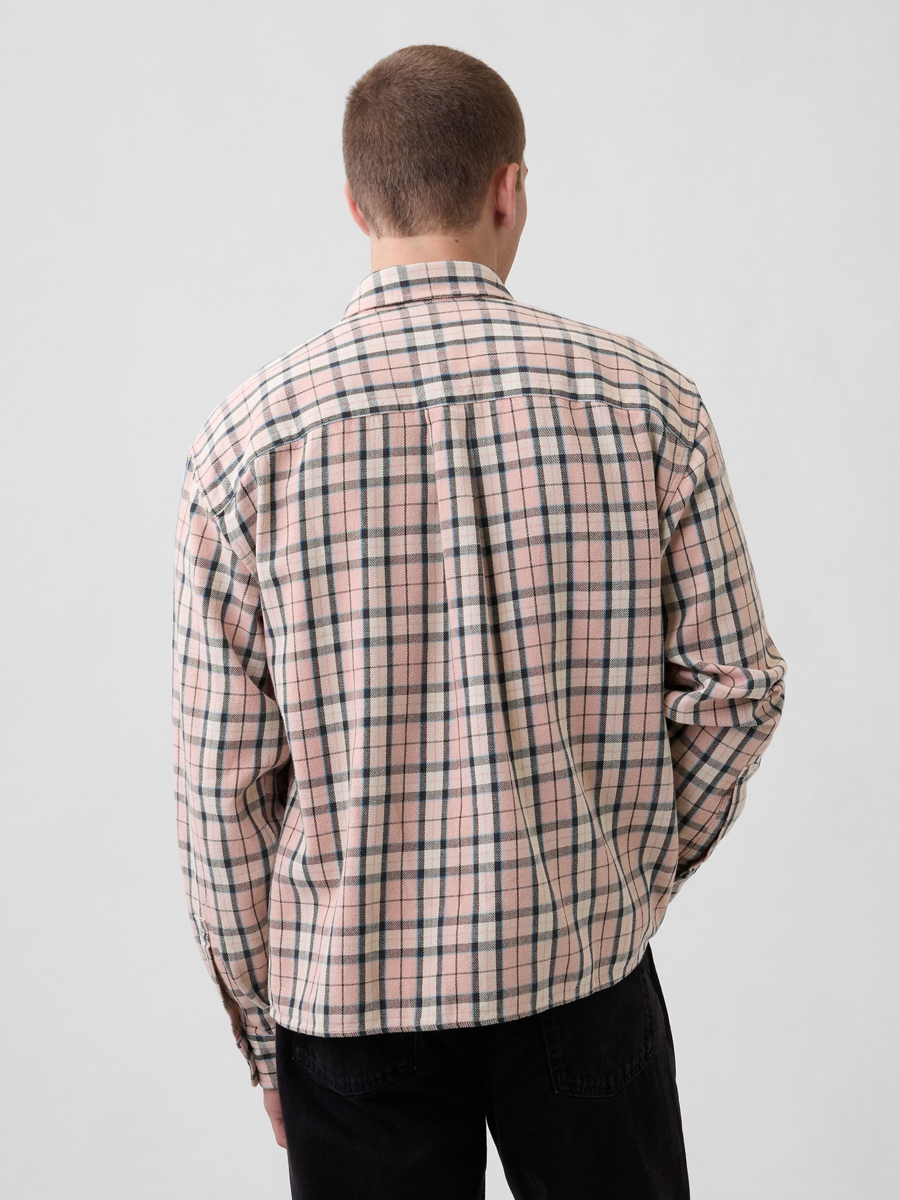 Pink Check Sunwashed Twill Straight-Hem Shirt - Image 2 of 4