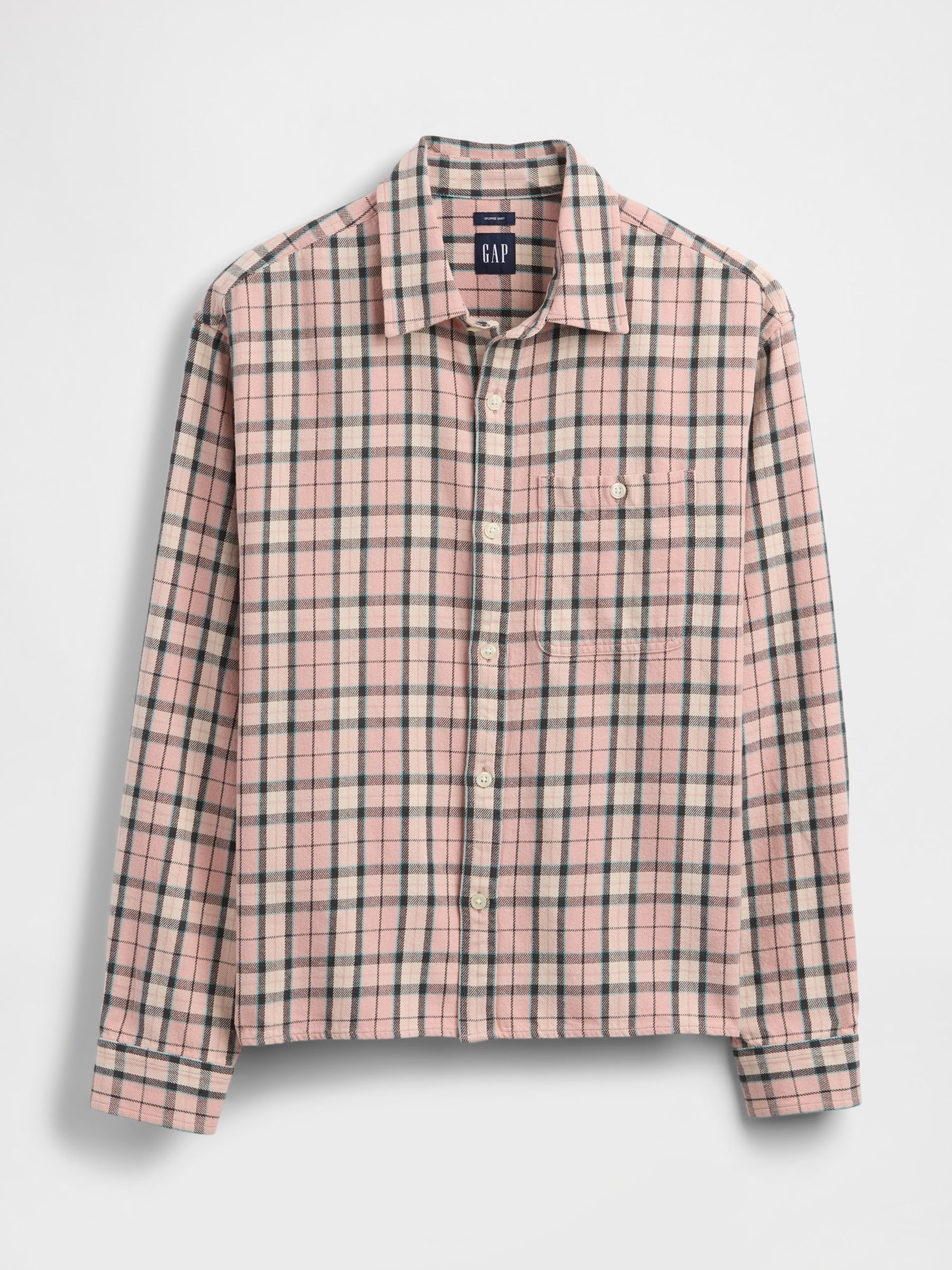 Pink Check Sunwashed Twill Straight-Hem Shirt - Image 4 of 4