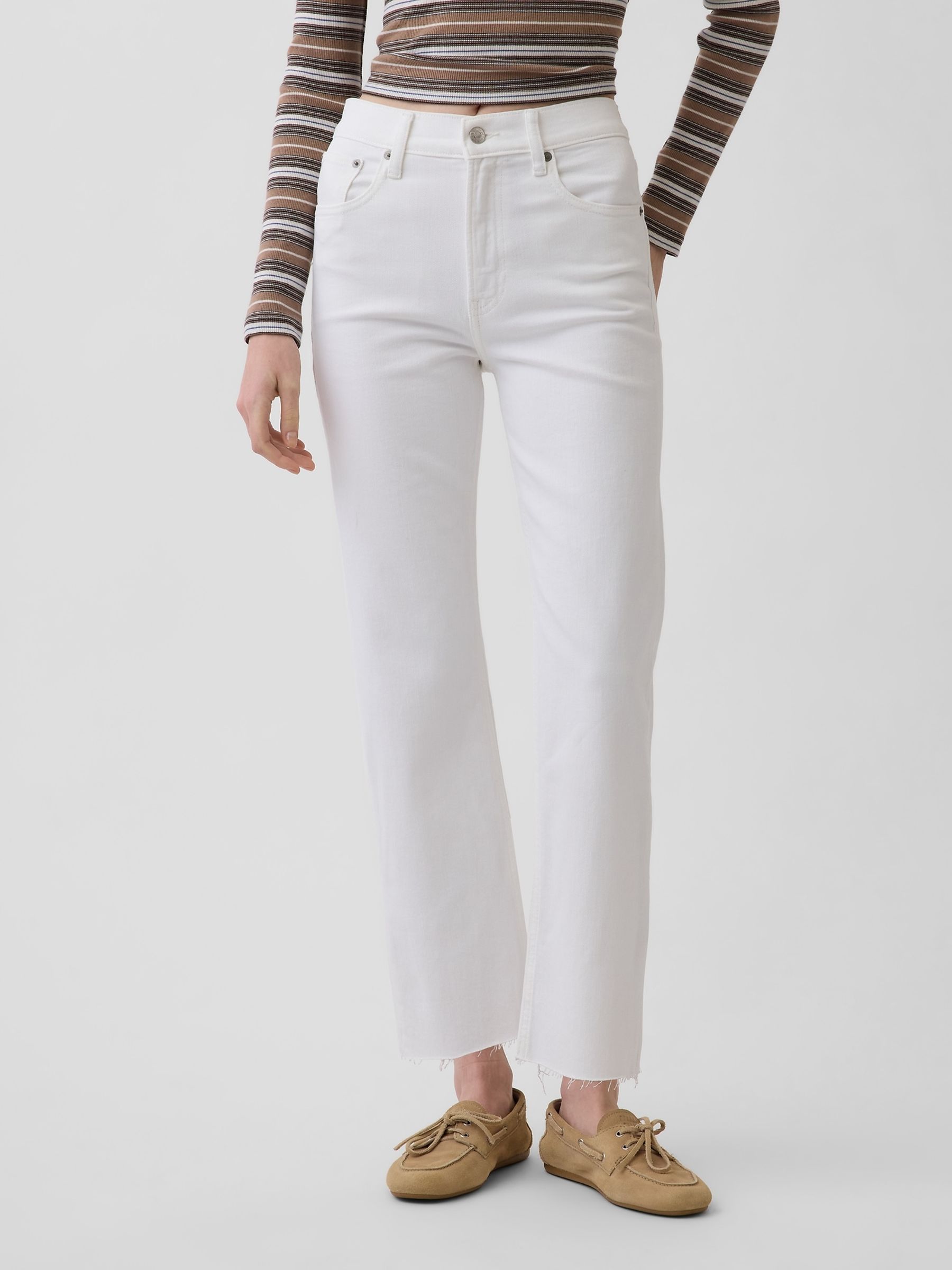 White High Waisted '90s Slim Straight Crop Jeans - Image 1 of 4