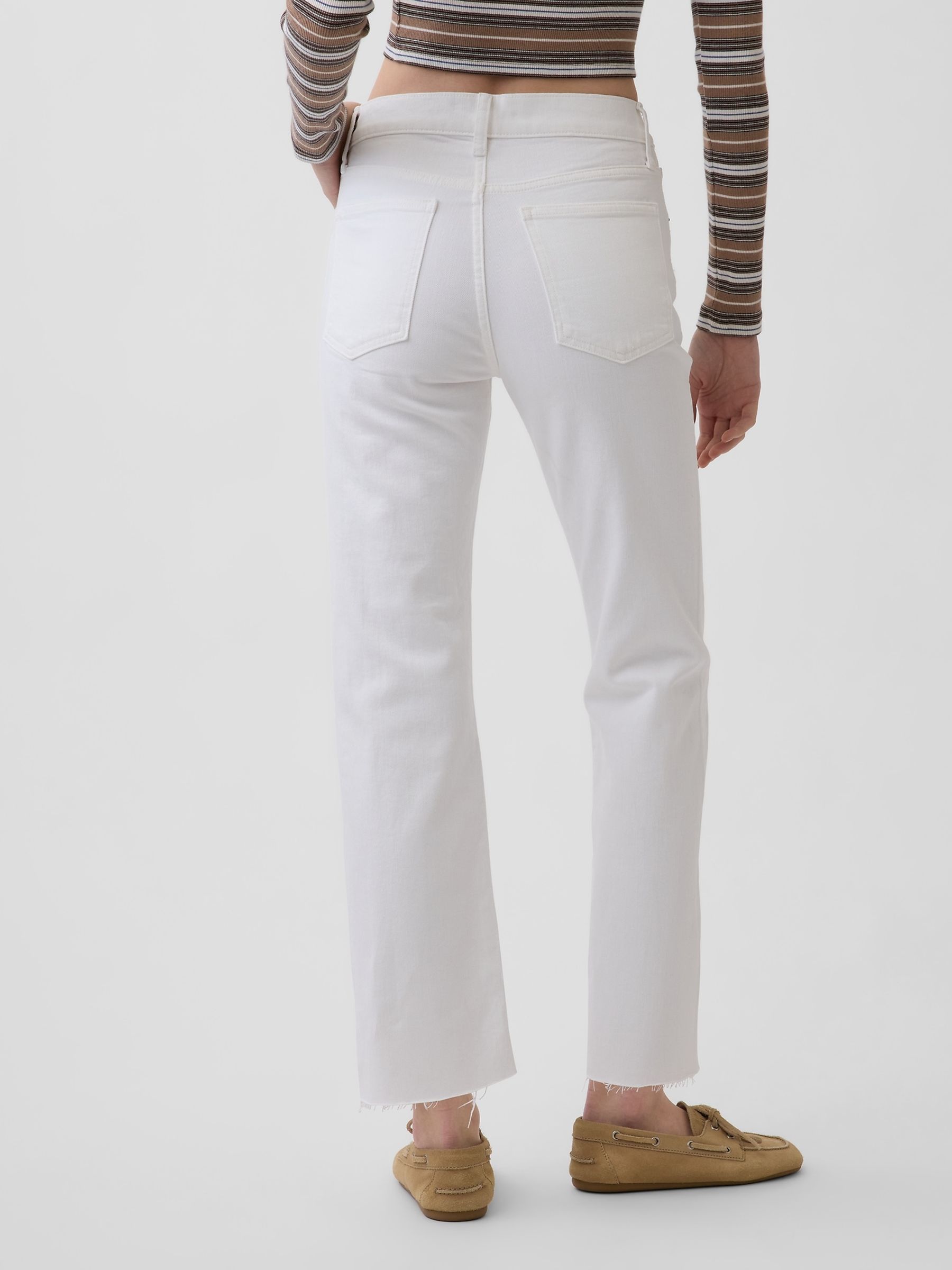 White High Waisted '90s Slim Straight Crop Jeans - Image 2 of 4