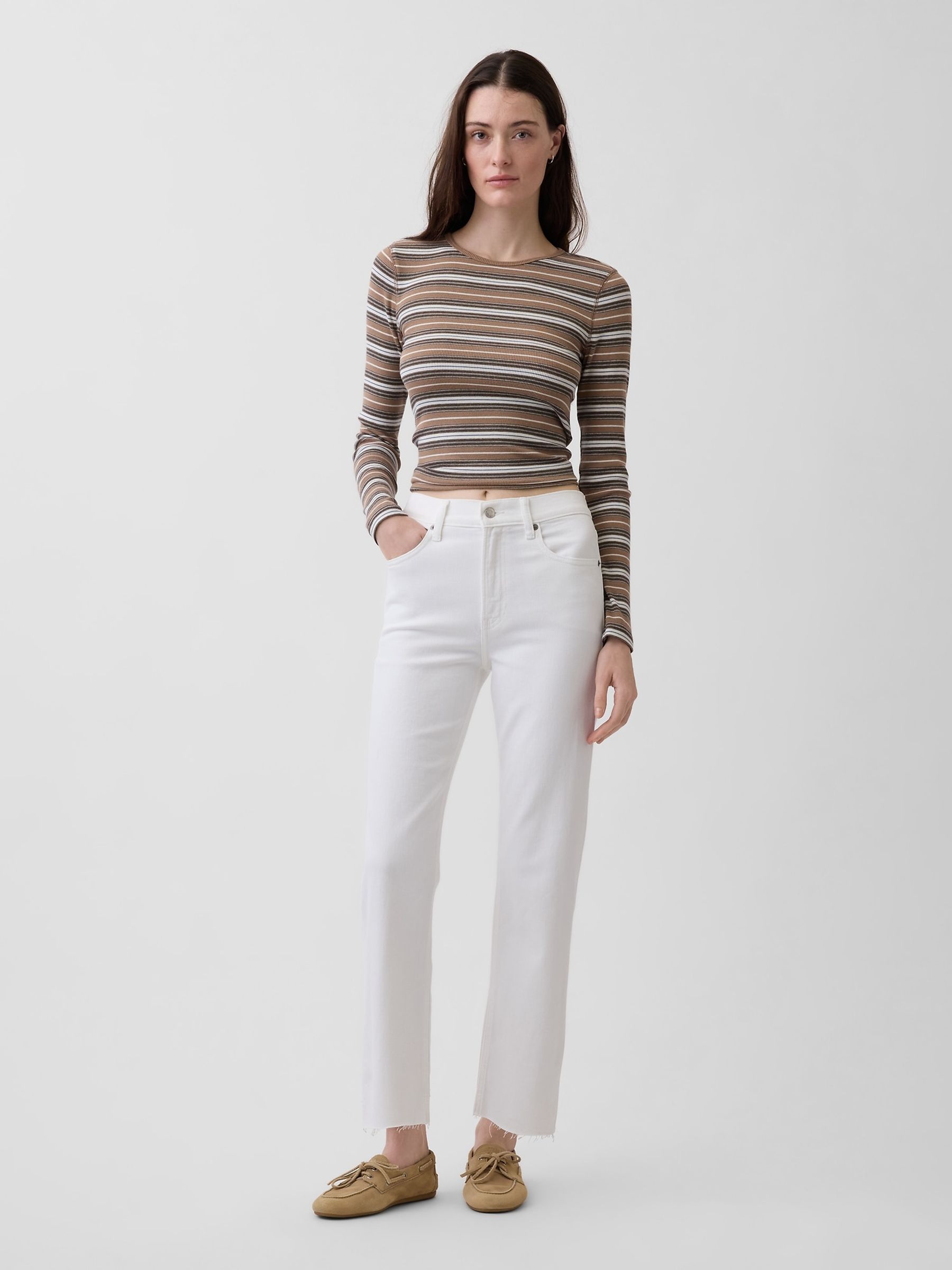White High Waisted '90s Slim Straight Crop Jeans - Image 3 of 4