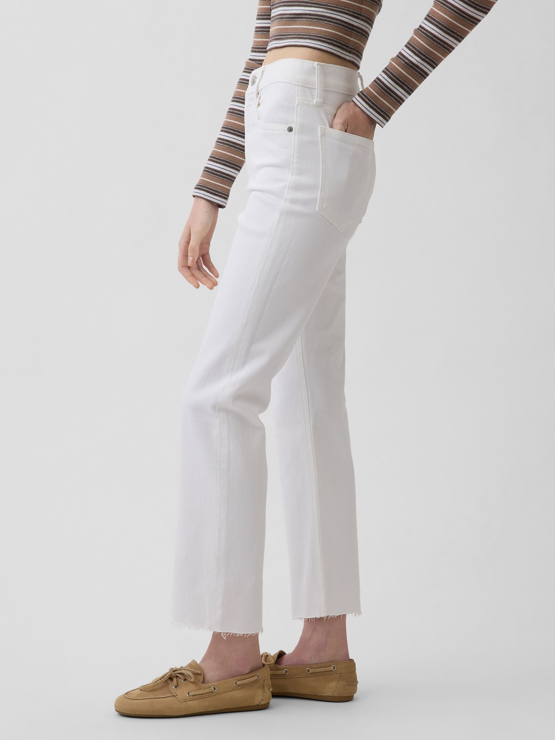White High Waisted '90s Slim Straight Crop Jeans - Image 4 of 4