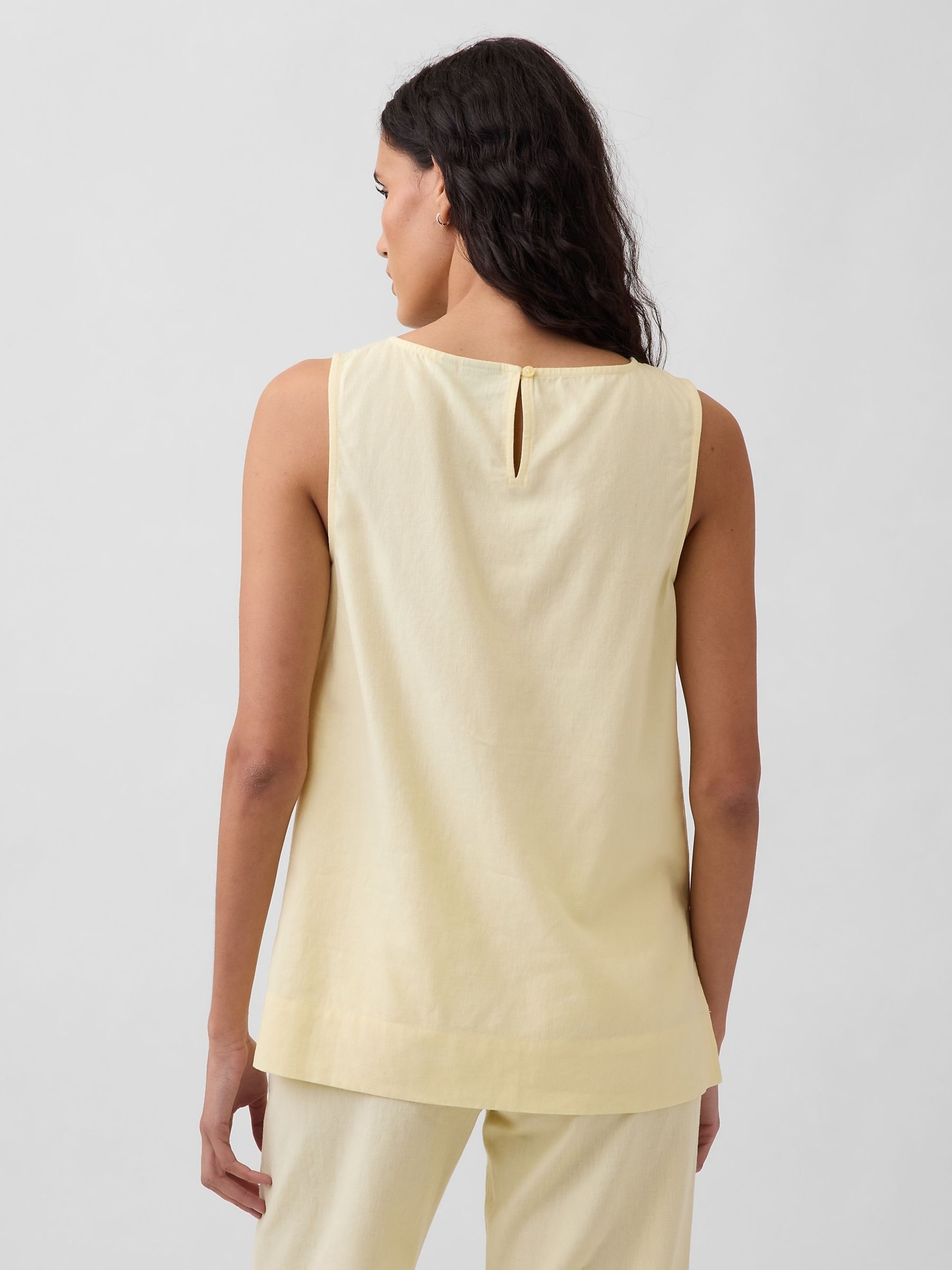 Yellow Linen Blend Shell Vest - Image 2 of 5 Yellow Linen Blend Shell Vest - Image 2 of 5