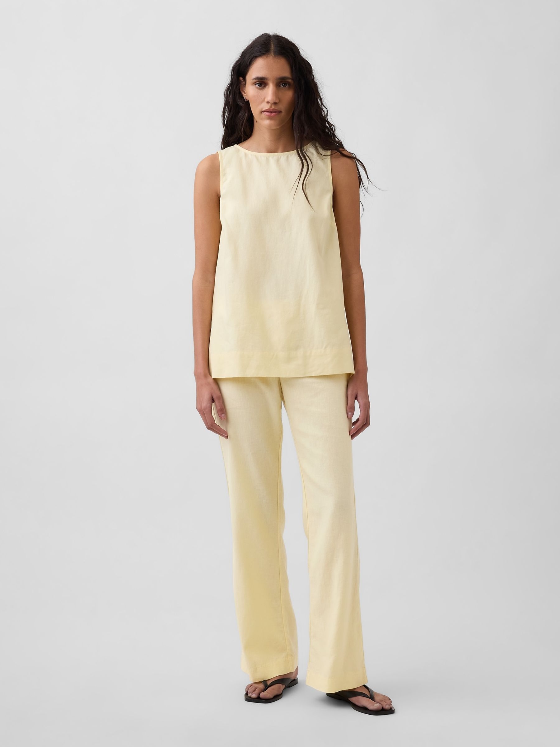 Yellow Linen Blend Shell Vest - Image 4 of 5