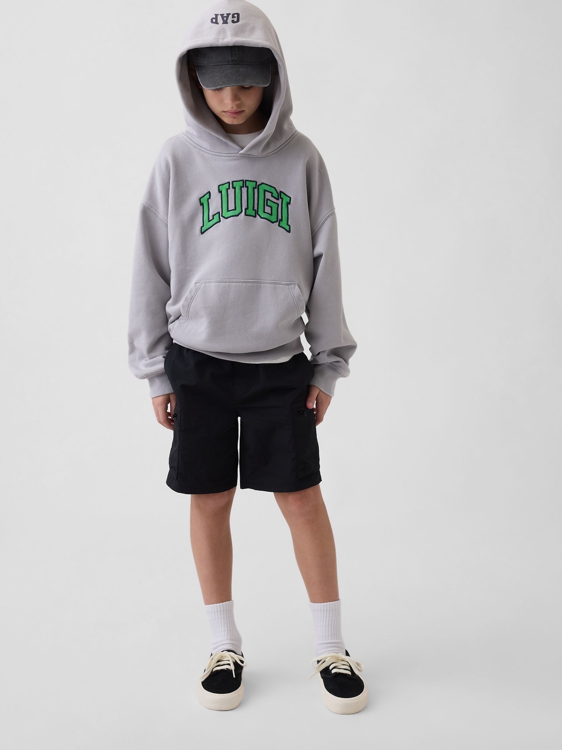 Grey Luigi Super Mario VintageSoft Relaxed Hoodie - Image 3 of 5