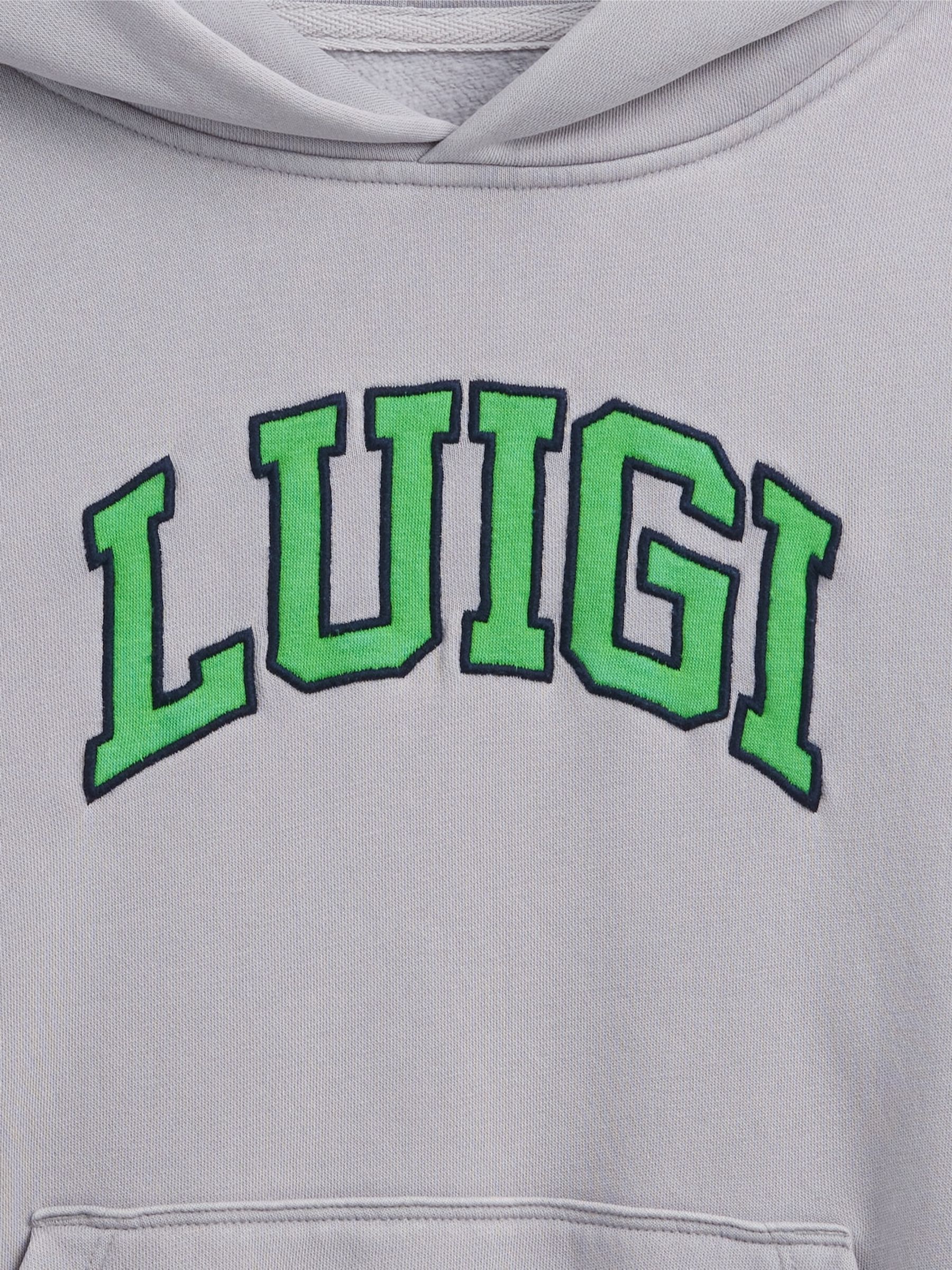 Grey Luigi Super Mario VintageSoft Relaxed Hoodie - Image 5 of 5