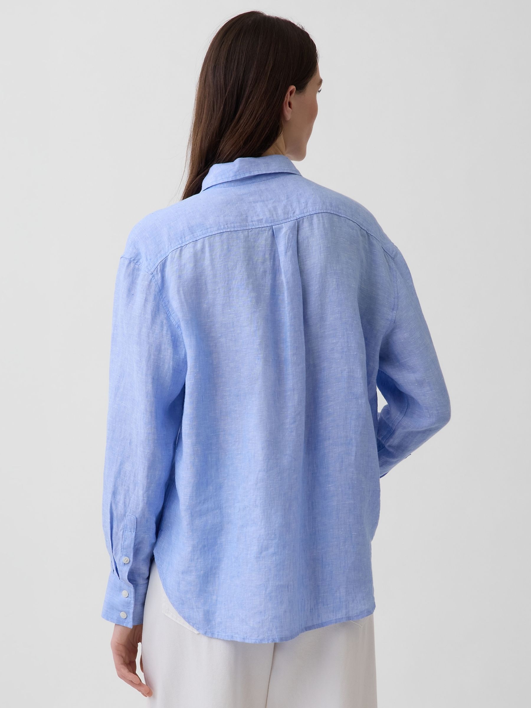 Blue Linen Oversized Shirt - Image 2 of 4