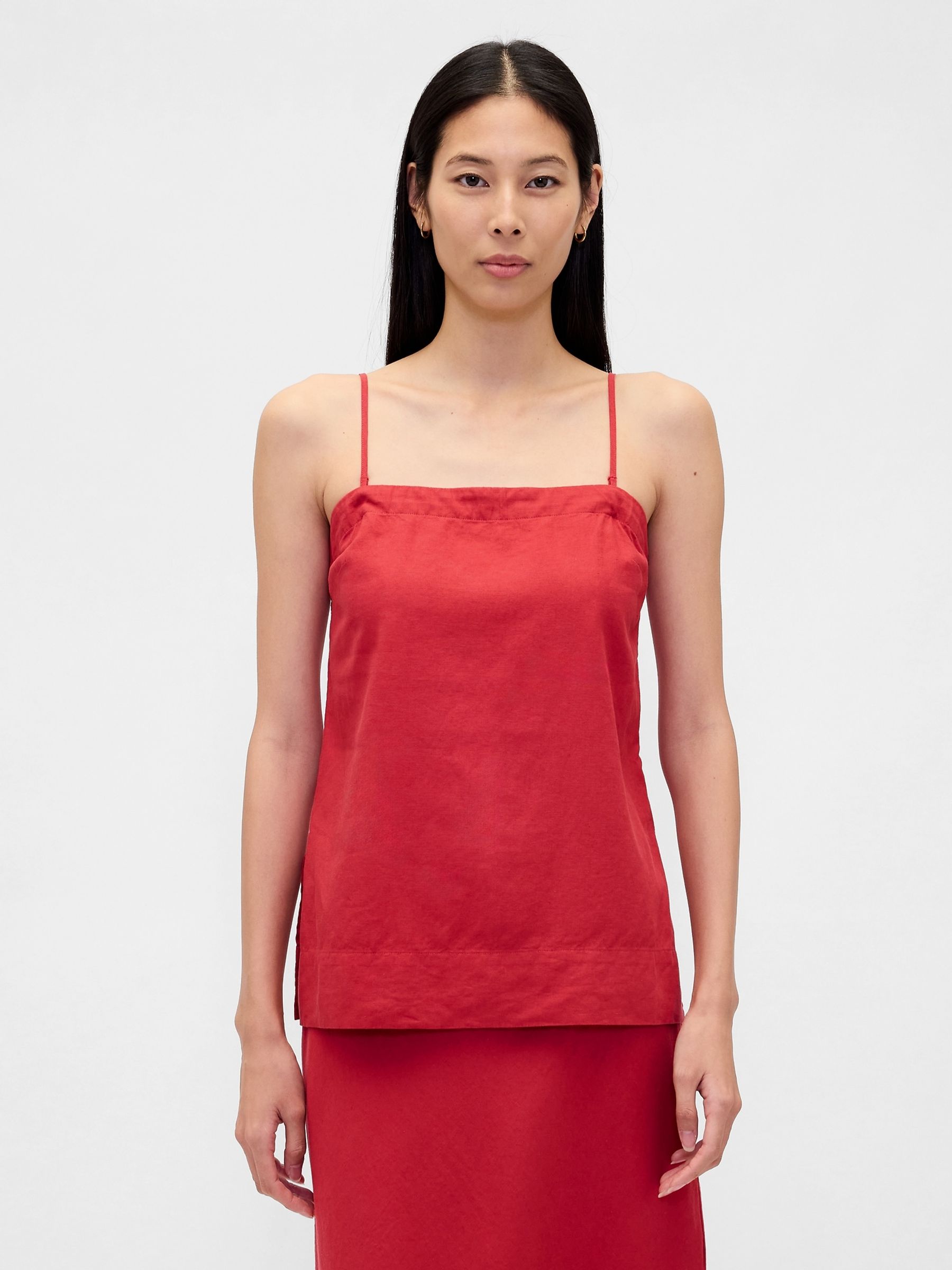 Red Linen-Blend Cami - Image 1 of 4