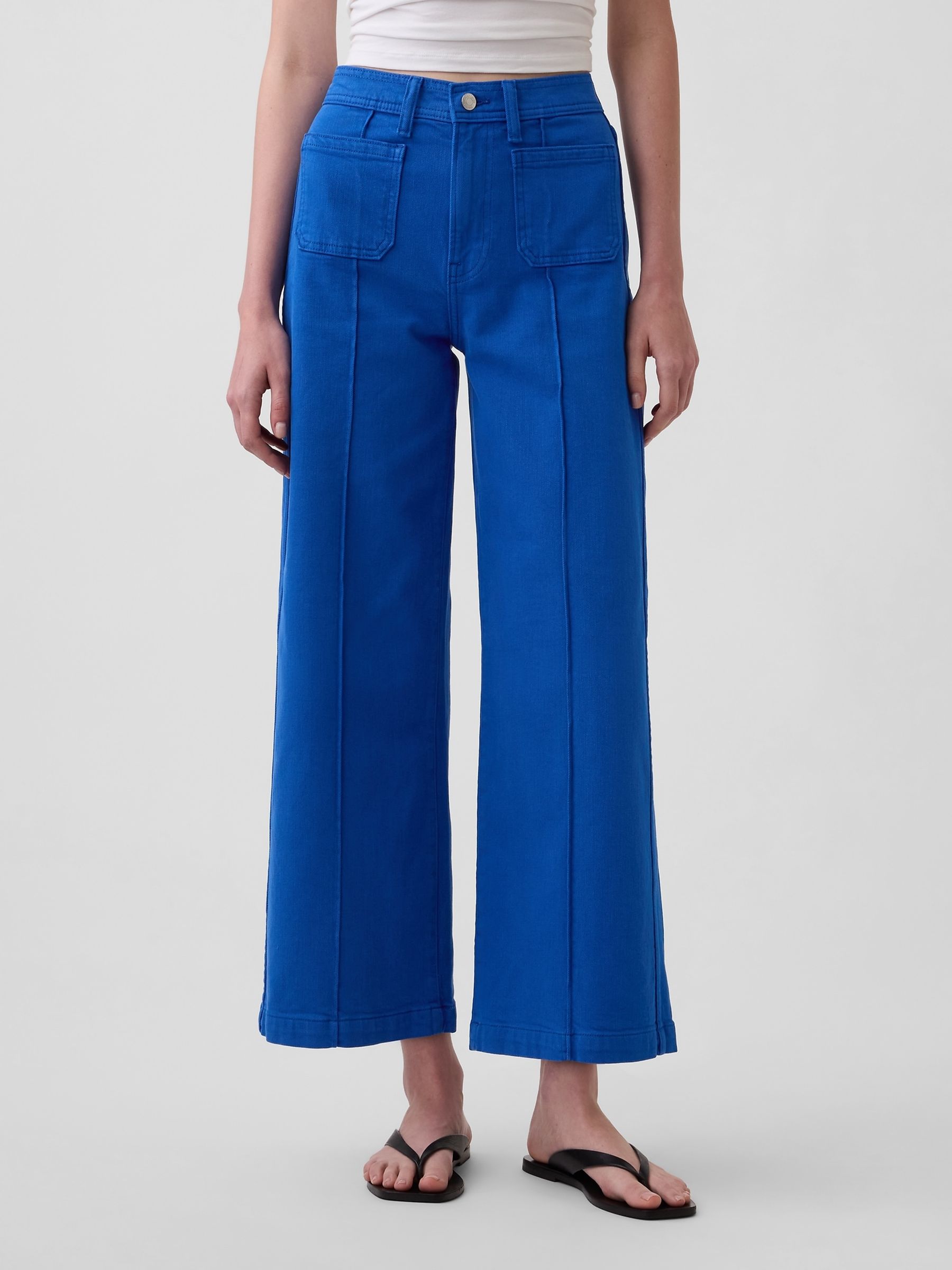 Blue High Waisted Stride Wide-Leg Ankle Jeans - Image 1 of 4