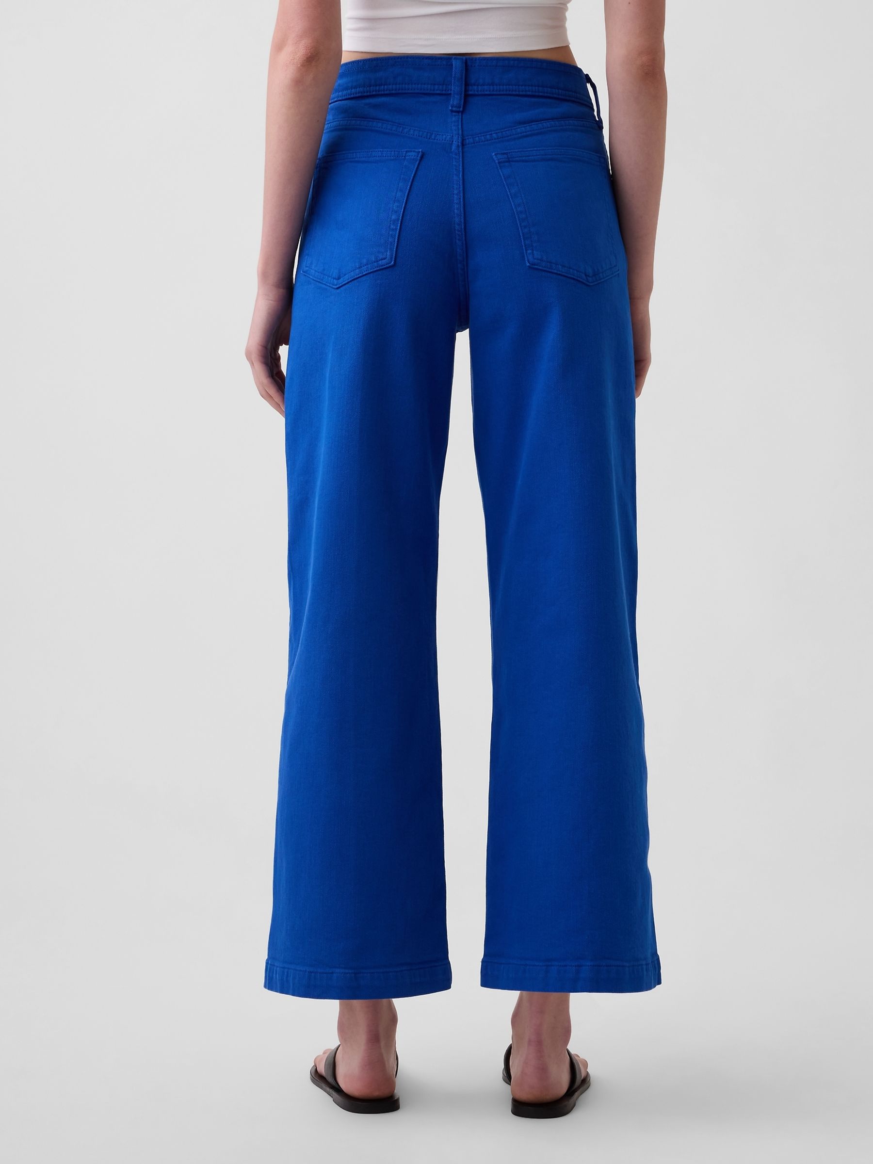 Blue High Waisted Stride Wide-Leg Ankle Jeans - Image 2 of 4 Blue High Waisted Stride Wide-Leg Ankle Jeans - Image 2 of 4