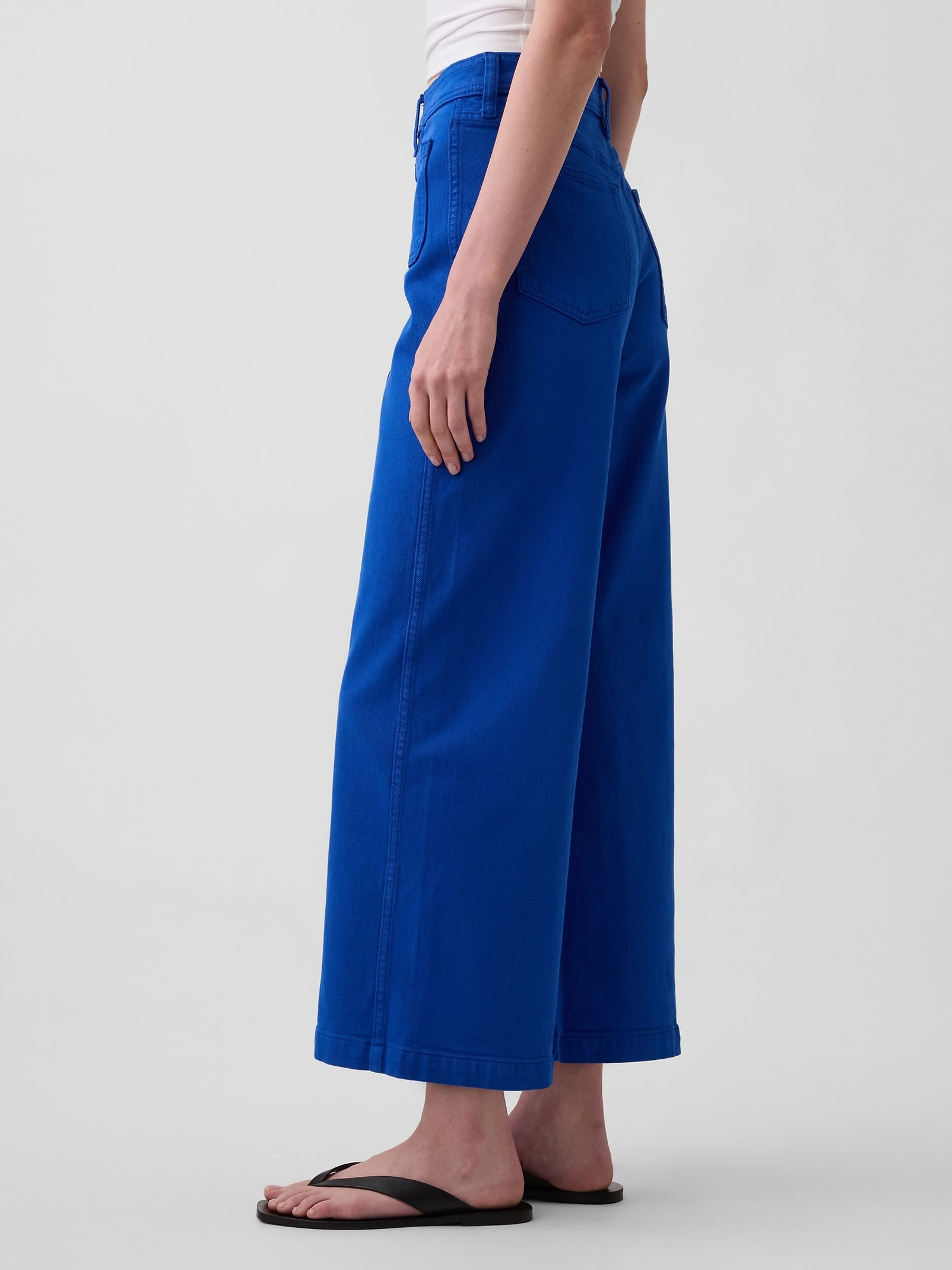 Blue High Waisted Stride Wide-Leg Ankle Jeans - Image 3 of 4