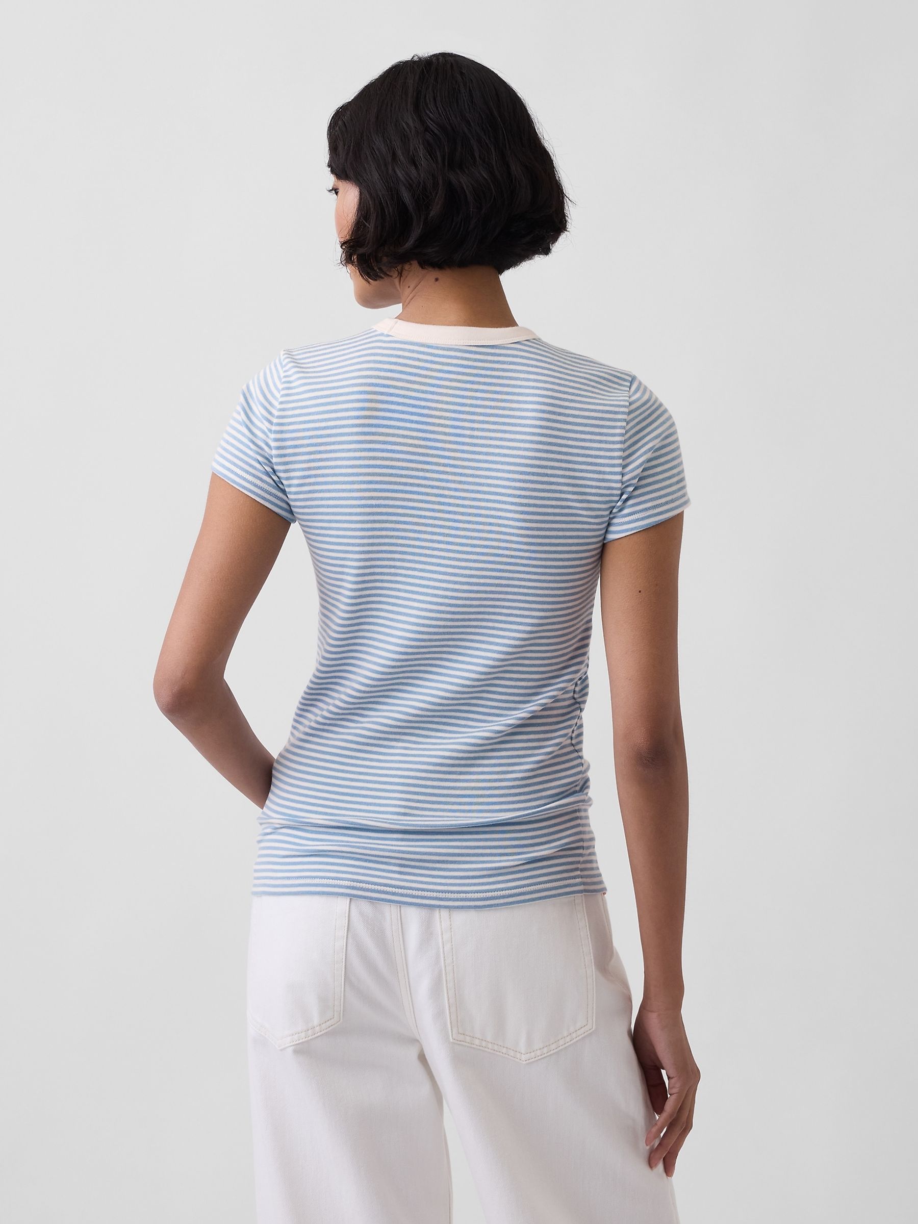 Blue Stripe Modern Crew neck T-Shirt - Image 2 of 4