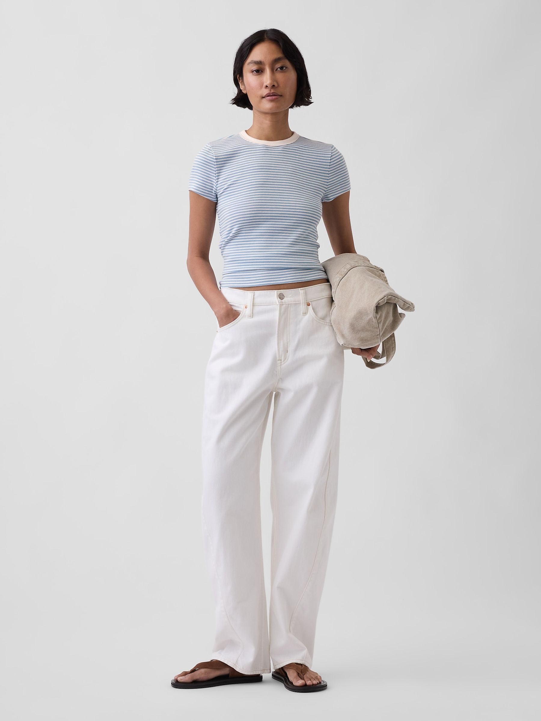 Blue Stripe Modern Crew neck T-Shirt - Image 3 of 4