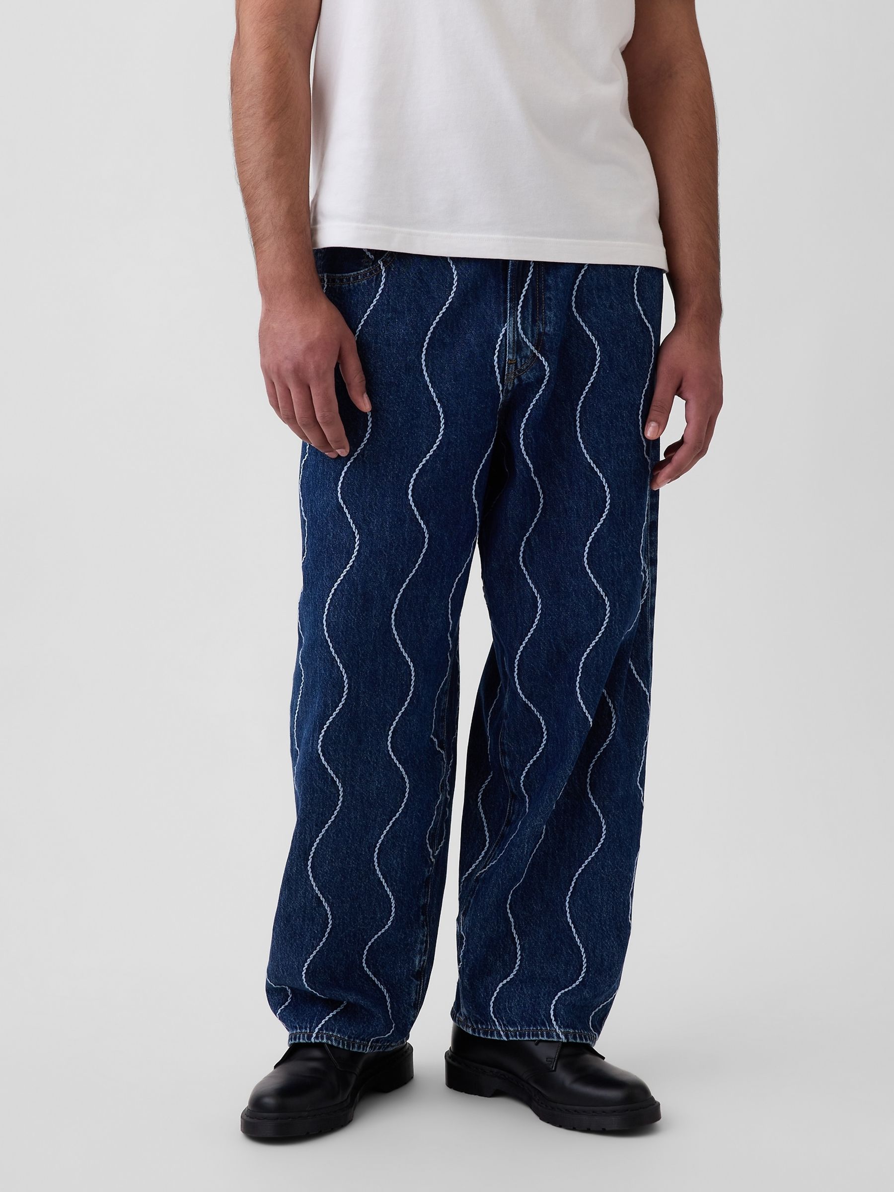 Gap x Harlem's Mid Wash Fashion Row Embroidered Baggy Jeans - Image 2 of 5