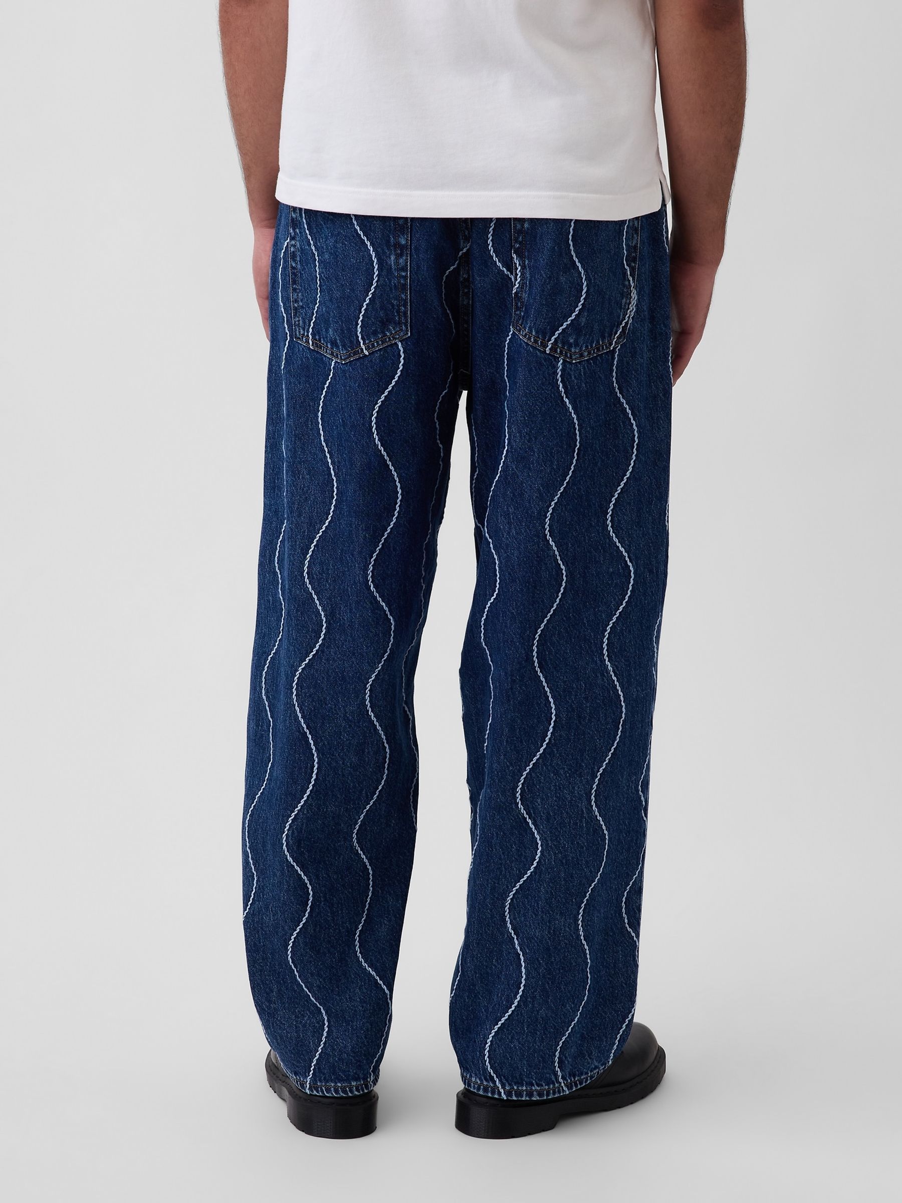 Gap x Harlem's Mid Wash Fashion Row Embroidered Baggy Jeans - Image 3 of 5