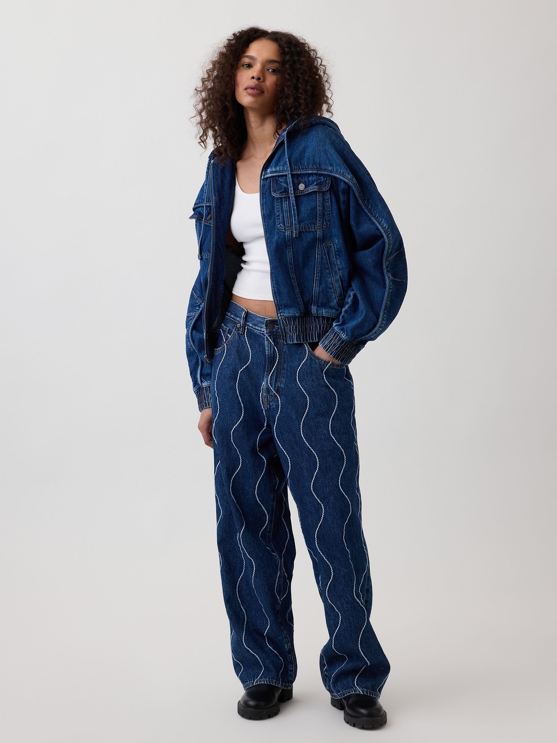 Gap x Harlem's Mid Wash Fashion Row Embroidered Baggy Jeans - Image 5 of 5