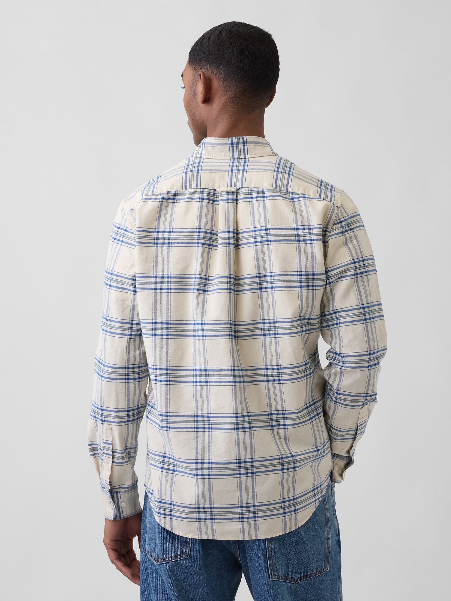 Cream/Blue Check Oxford Button-Down Shirt - Image 2 of 4