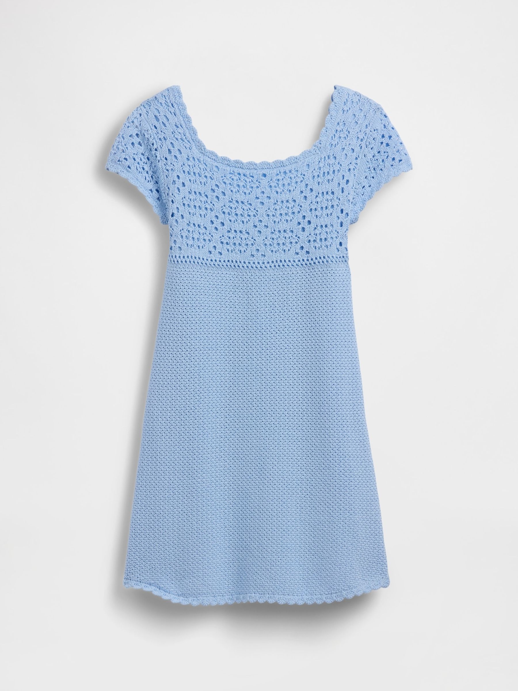 Blue Crochet Knit Dress (4-13yrs) - Image 3 of 4