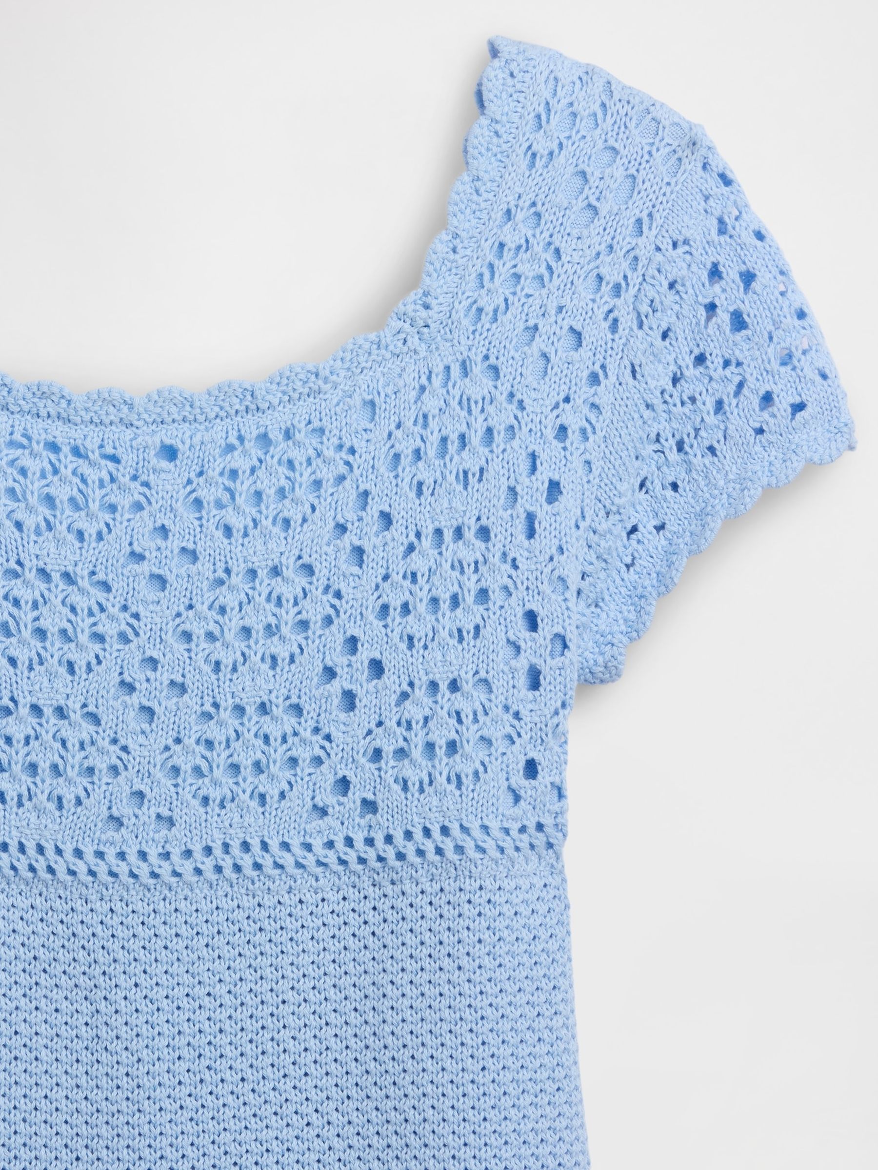 Blue Crochet Knit Dress (4-13yrs) - Image 4 of 4