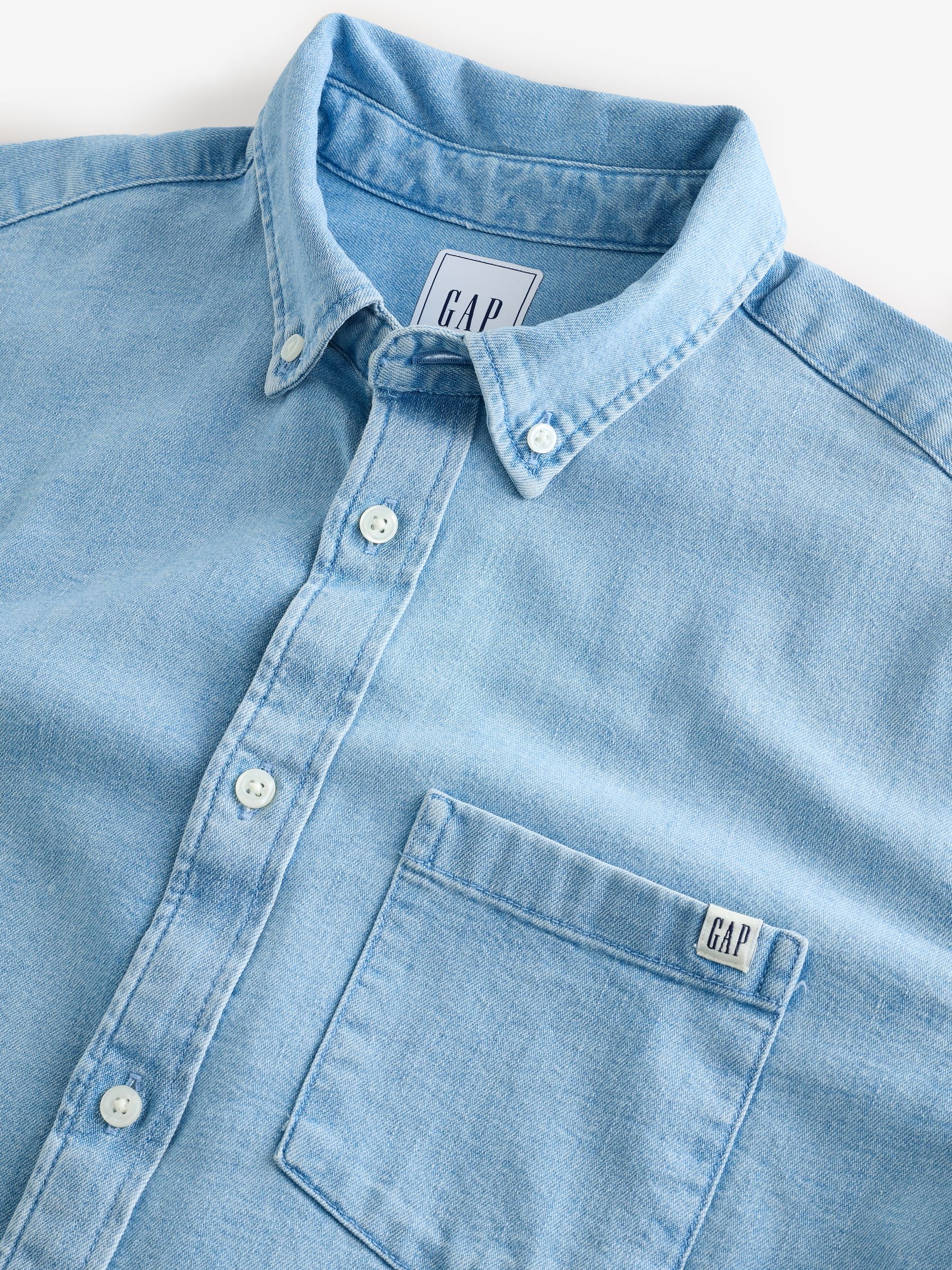 Light Wash Denim Pocket Shirt - Image 4 of 5