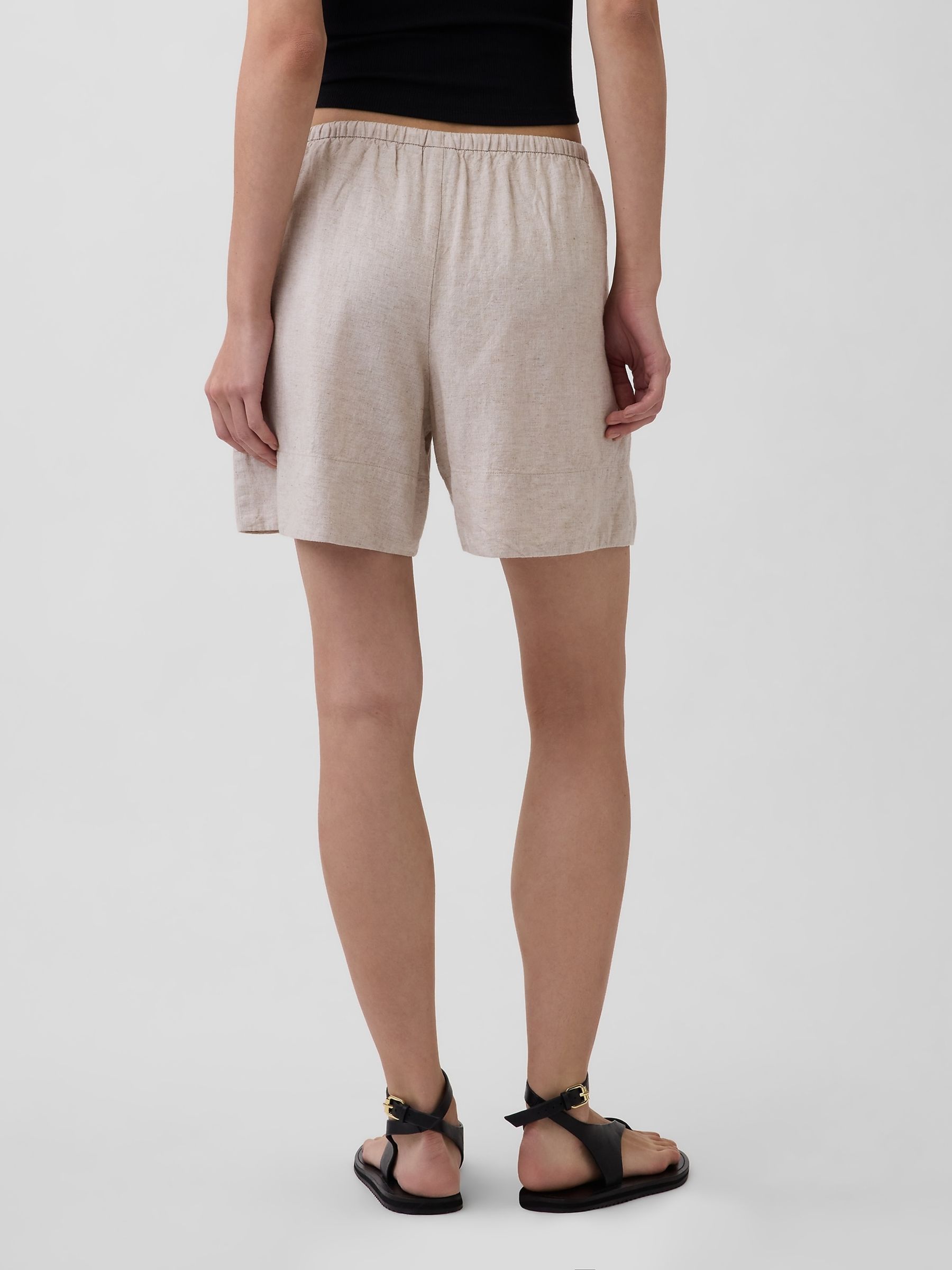 Beige Linen-Blend Easy Shorts - Image 2 of 4
