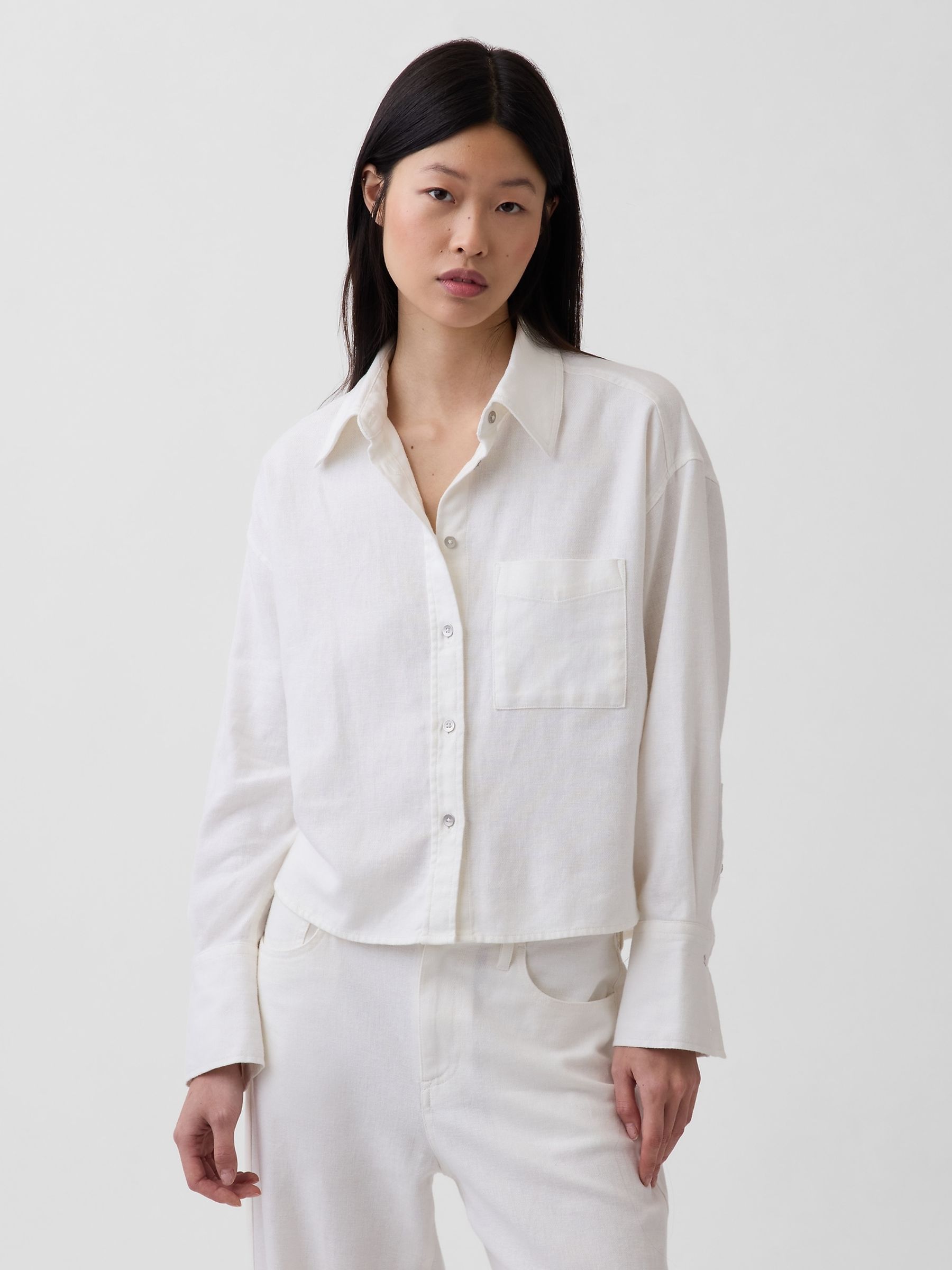 White Linen Oversized Shirt - Image 1 of 5 White Linen Oversized Shirt - Image 1 of 5