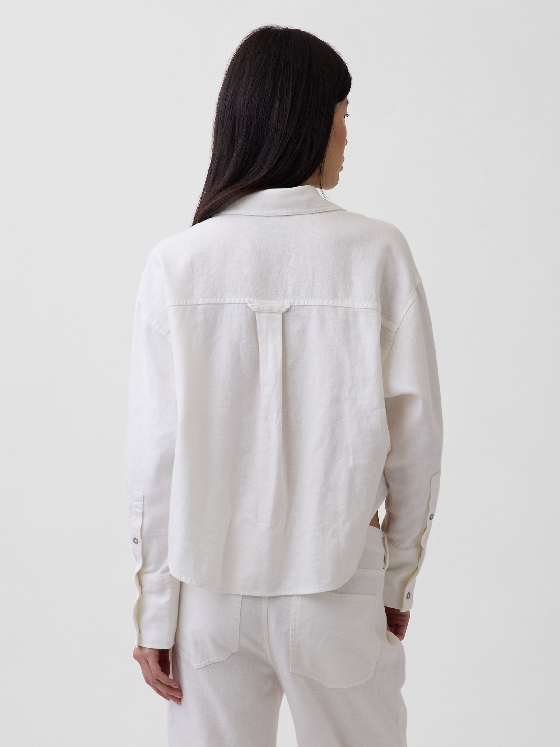 White Linen Oversized Shirt - Image 2 of 5