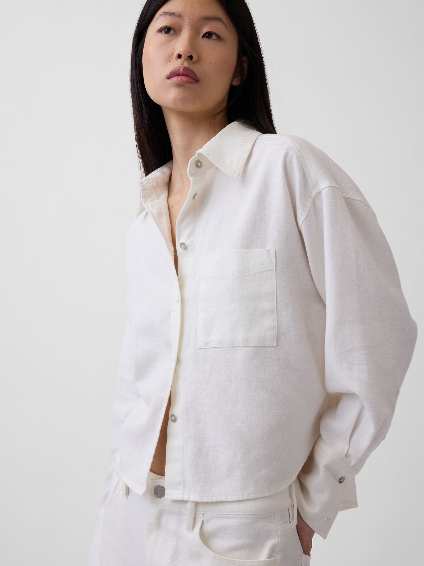 White Linen Oversized Shirt - Image 3 of 5