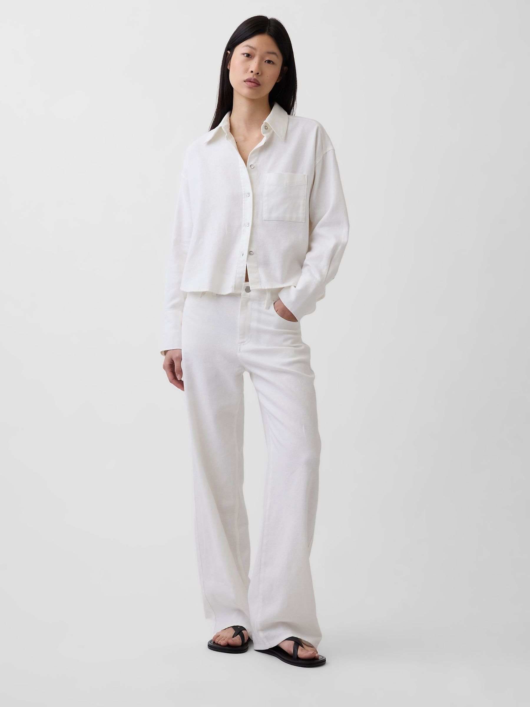 White Linen Oversized Shirt - Image 4 of 5