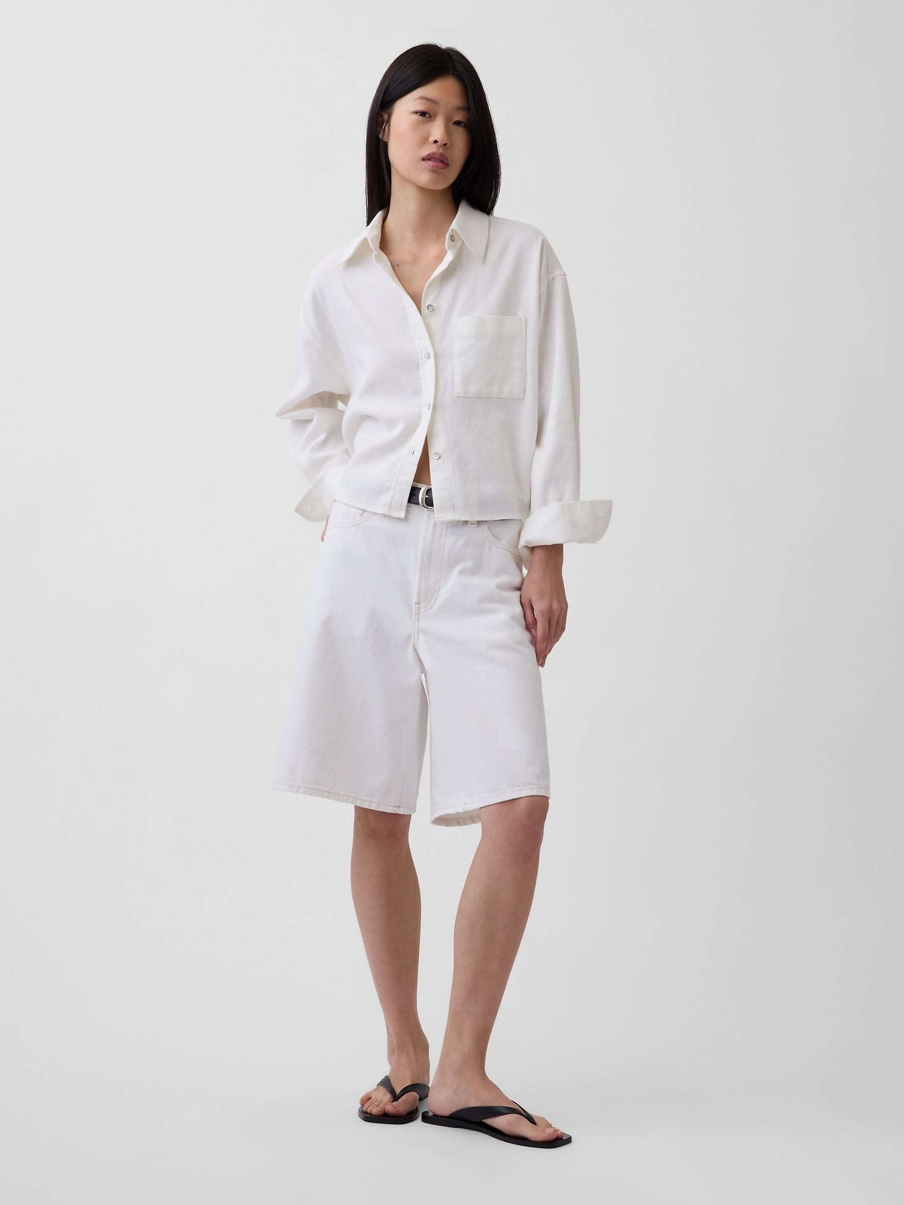White Linen Oversized Shirt - Image 5 of 5