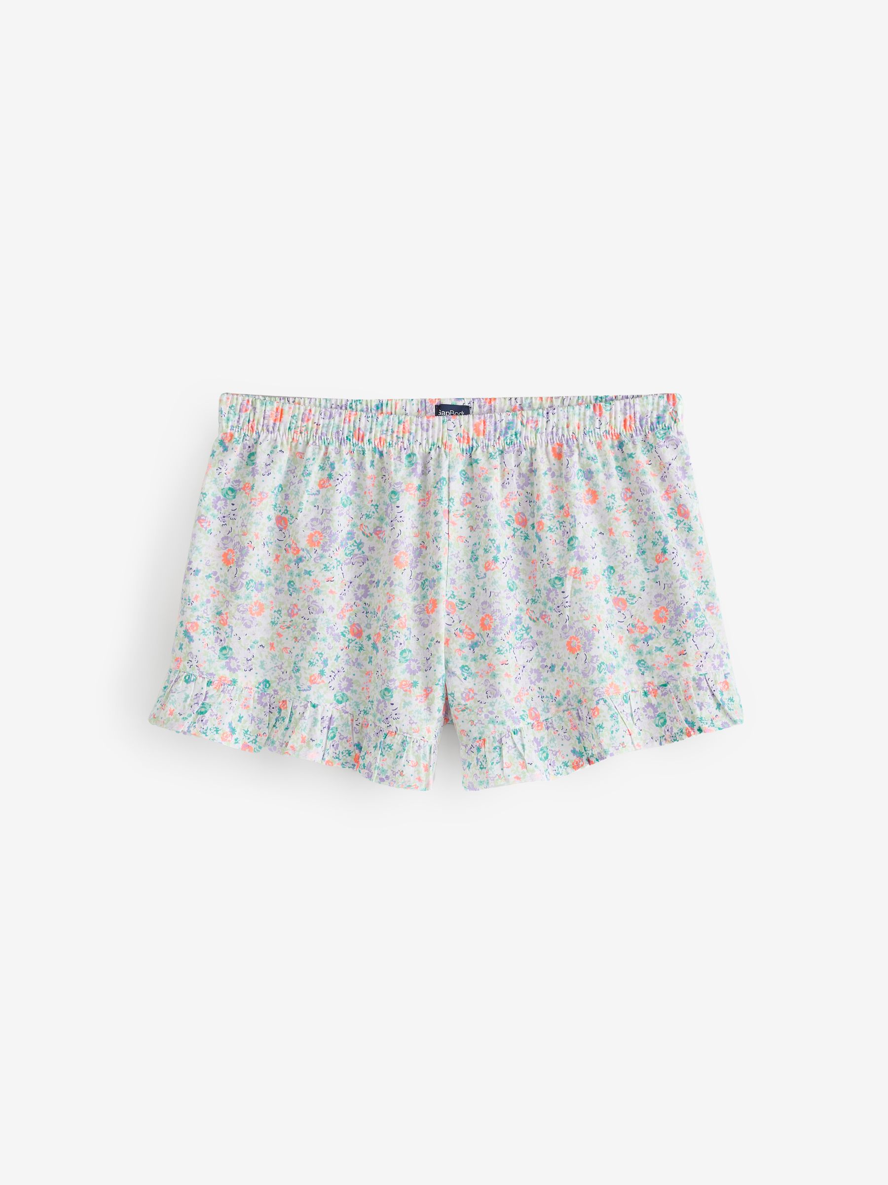 Purple Floral Ruffle Poplin Pyjama Shorts - Image 5 of 8