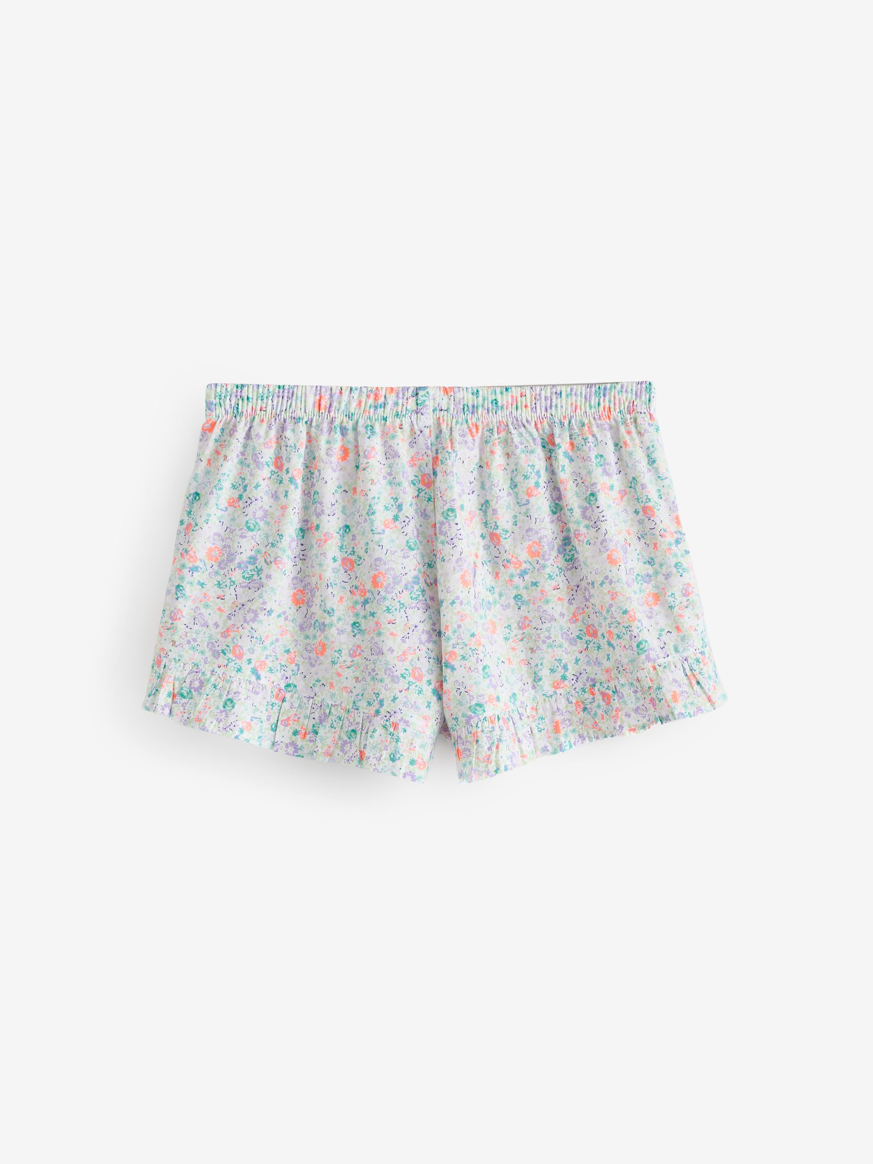Purple Floral Ruffle Poplin Pyjama Shorts - Image 6 of 8