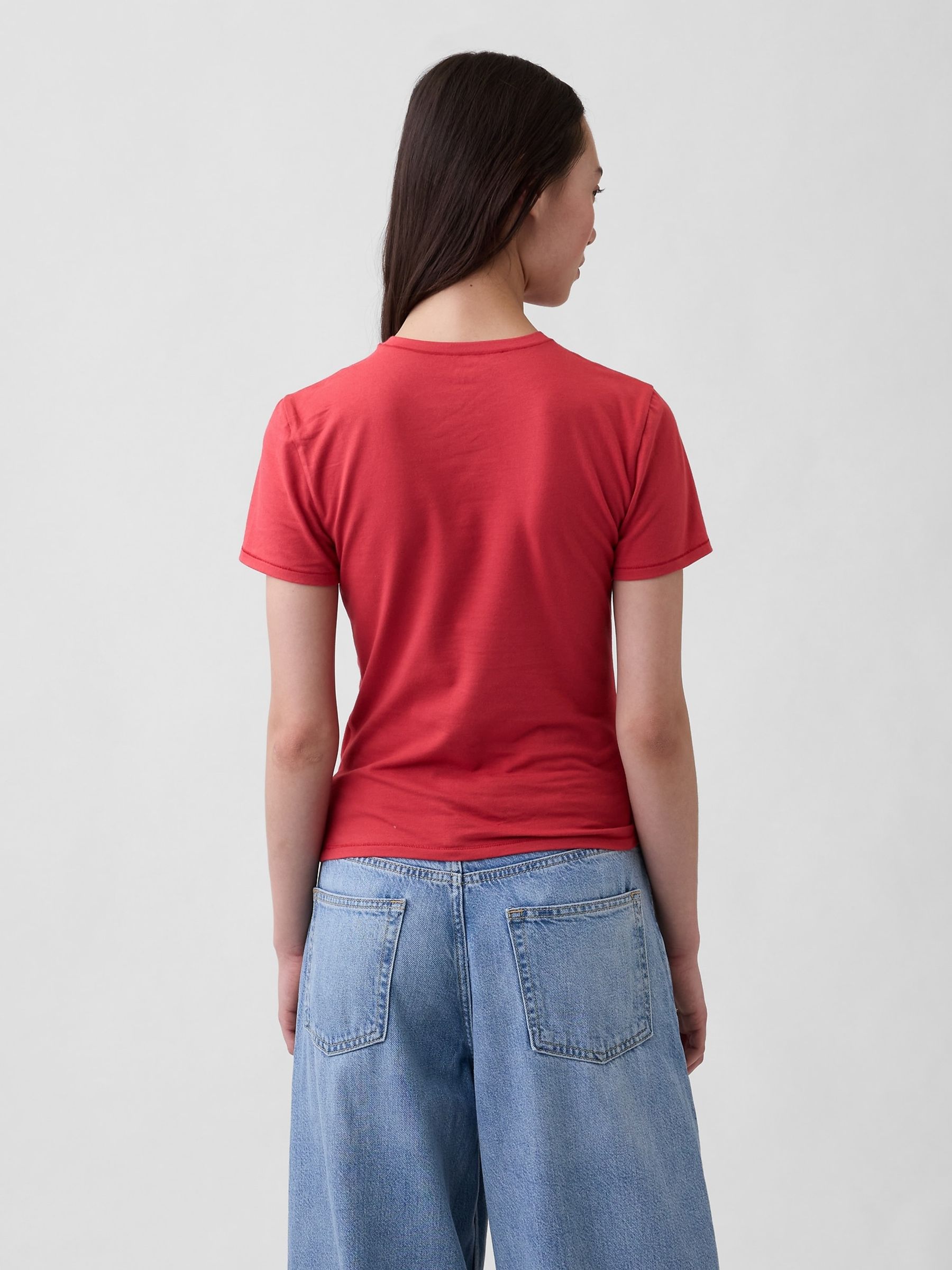 Red Close Knit Jersey T-Shirt - Image 2 of 4