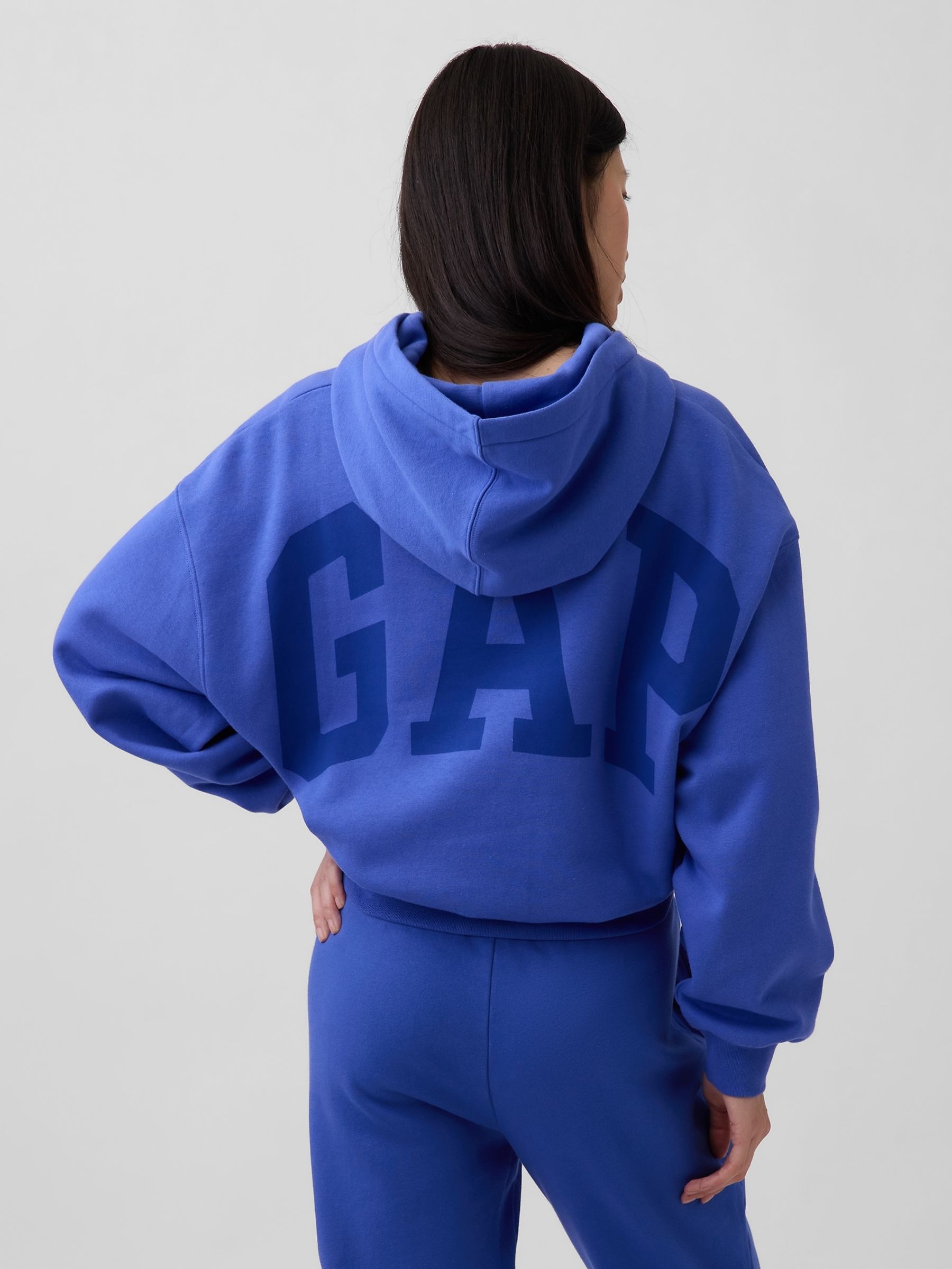 Blue VintageSoft Oversized Crop Logo Hoodie - Image 2 of 5