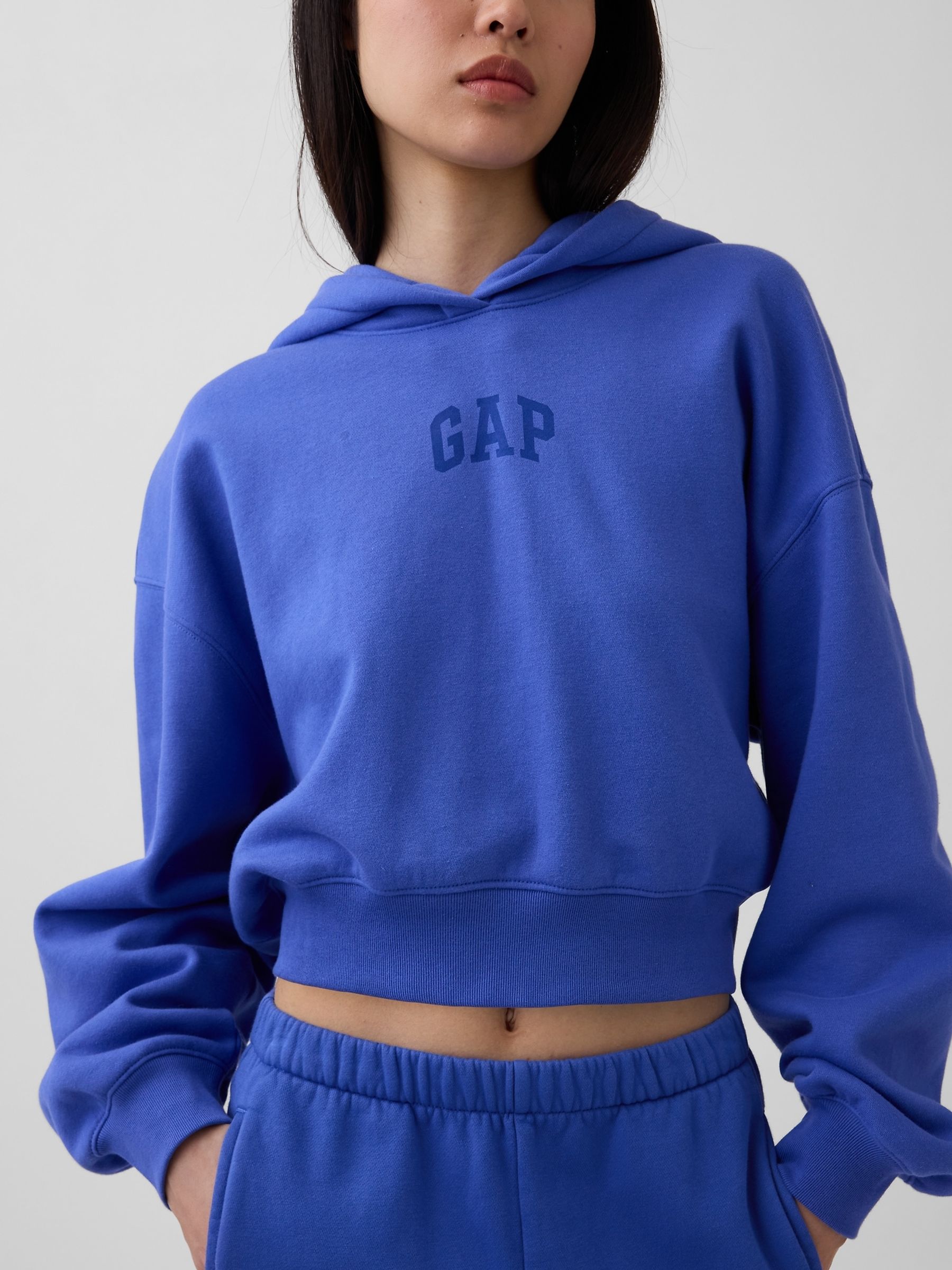 Blue VintageSoft Oversized Crop Logo Hoodie - Image 5 of 5