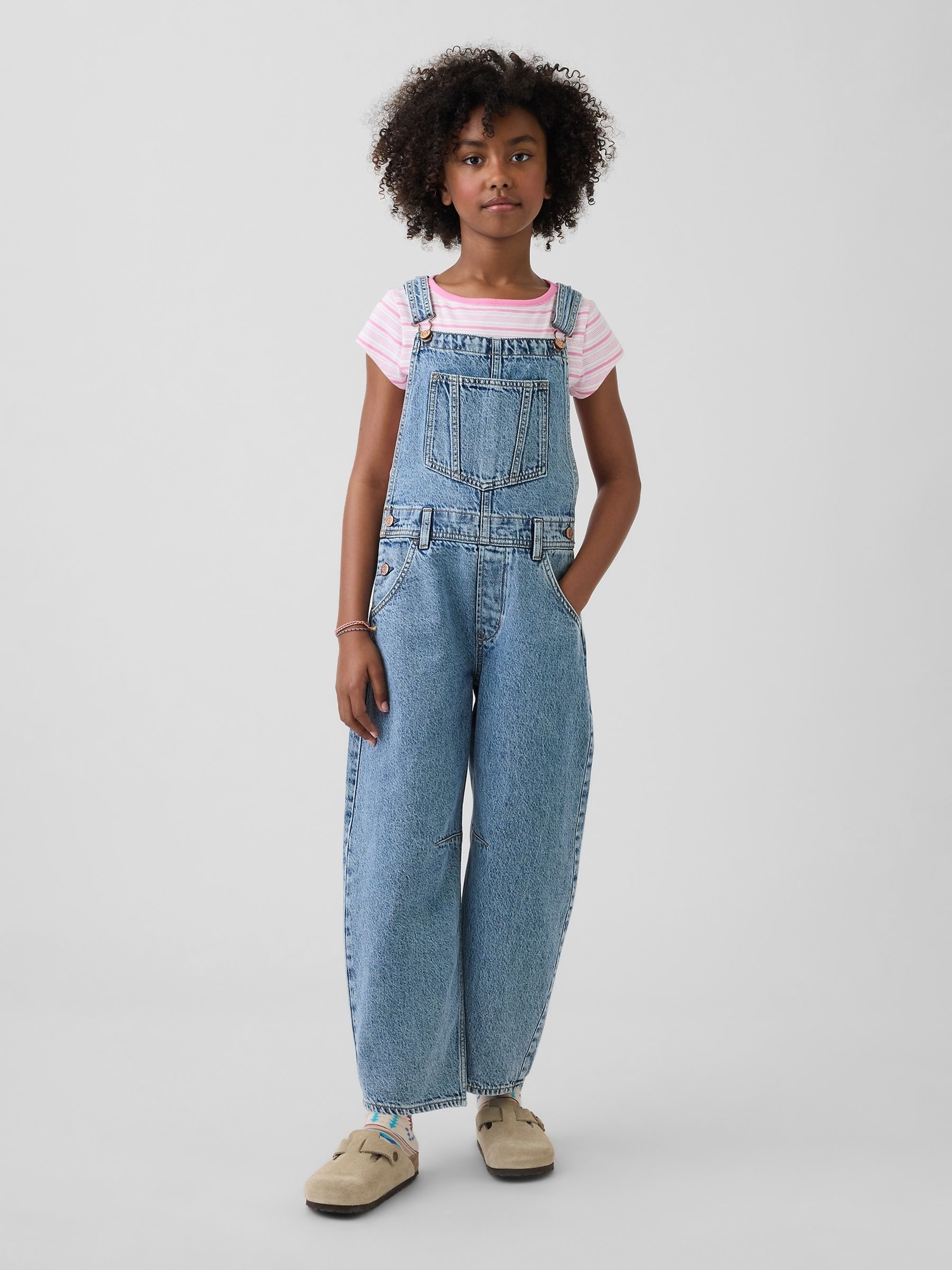 Medium wash Barrel Overalls Dungarees - Image 1 of 5