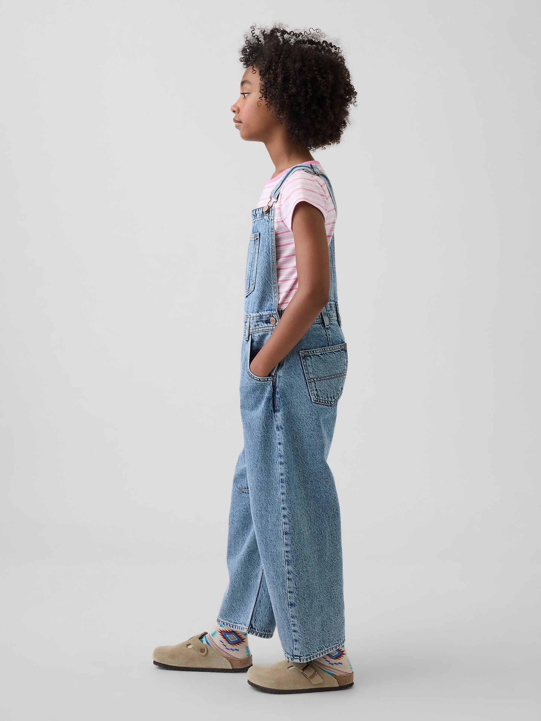 Medium wash Barrel Overalls Dungarees - Image 3 of 5
