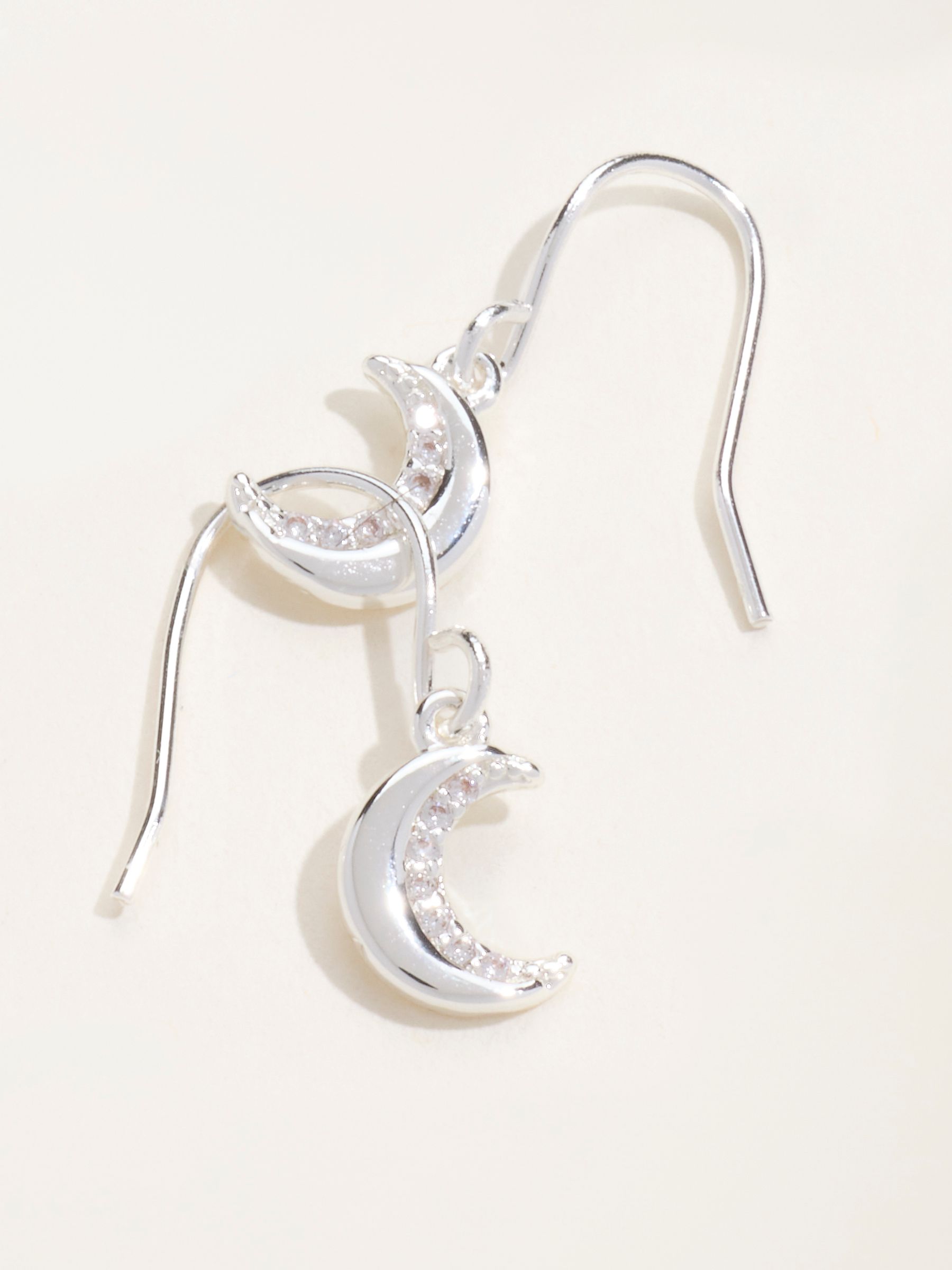 Moon Drop Earrings in Silver Tone - Image 2 of 2 Moon Drop Earrings in Silver Tone - Image 2 of 2