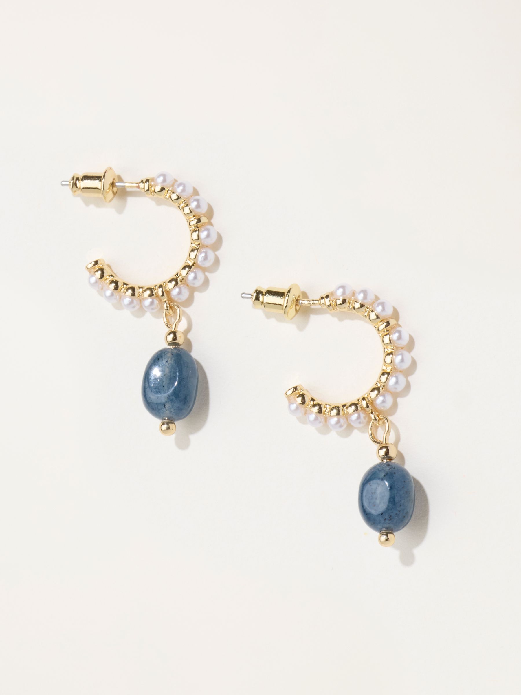 Blue Faux Pearl Stone Earrings - Image 1 of 2 Blue Faux Pearl Stone Earrings - Image 1 of 2