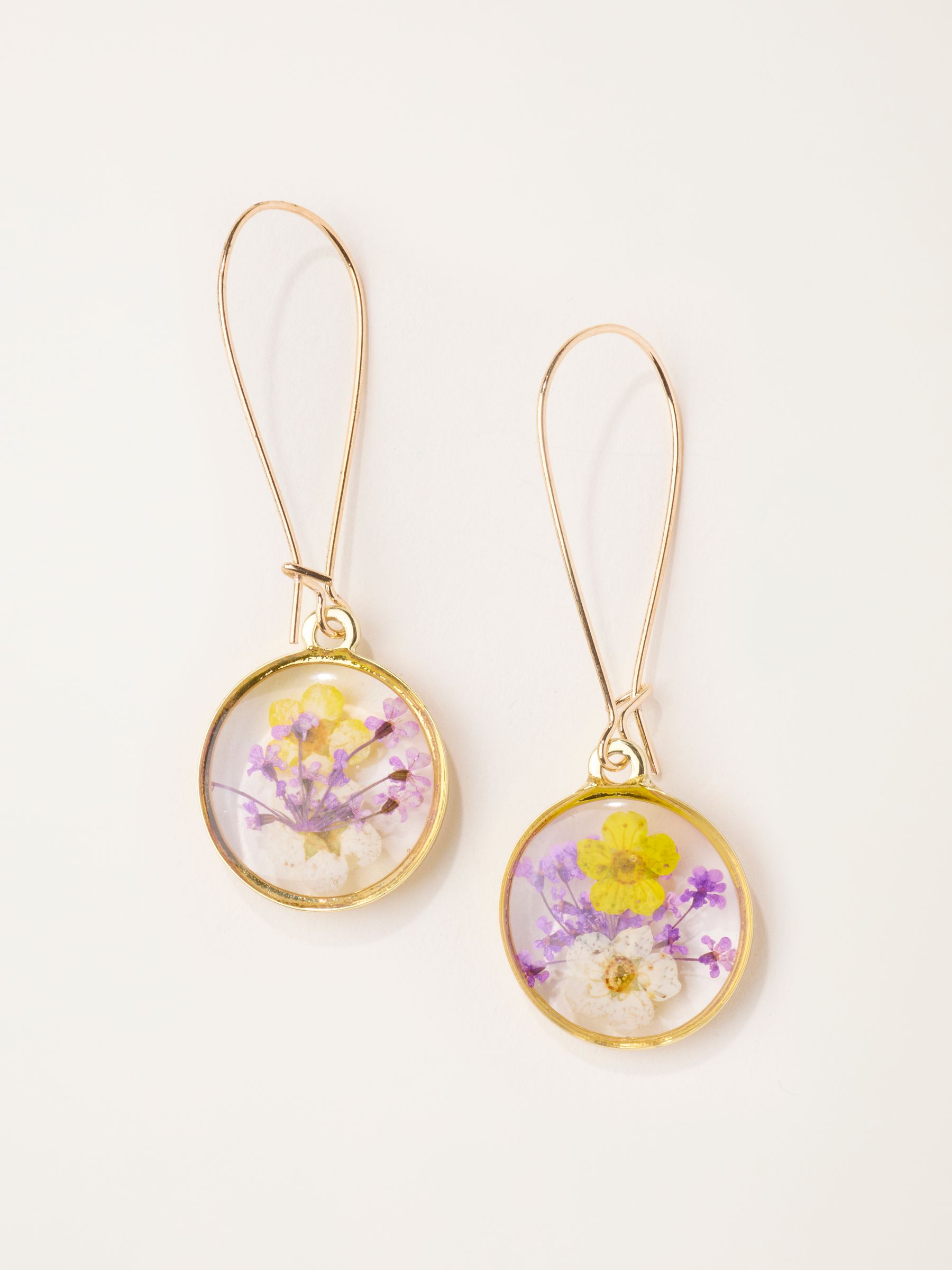 Gold Tone Pressed Flower Earrings - Image 1 of 2