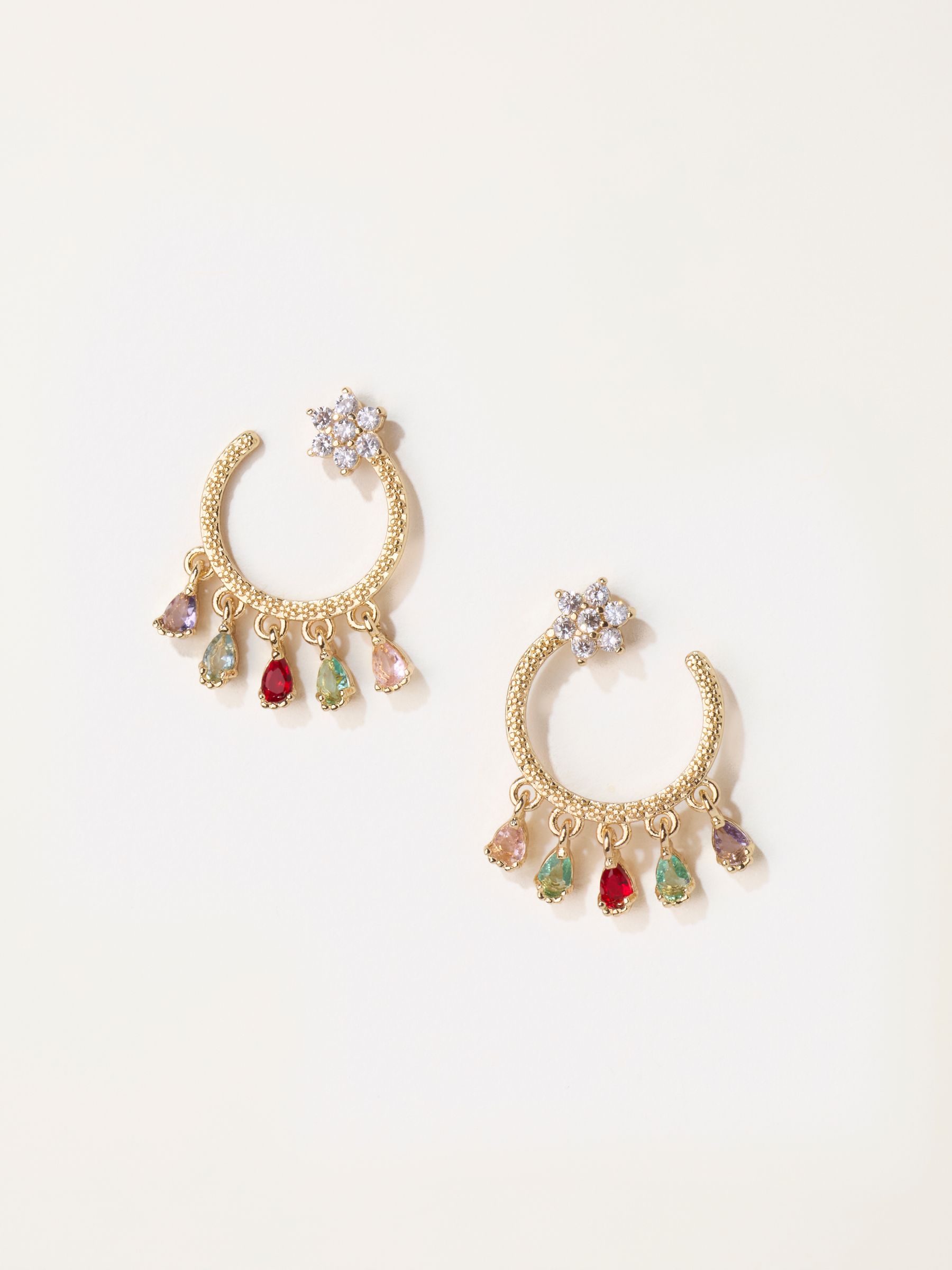 Star Gem Hoops in Gold Tone - Image 1 of 4 Star Gem Hoops in Gold Tone - Image 1 of 4