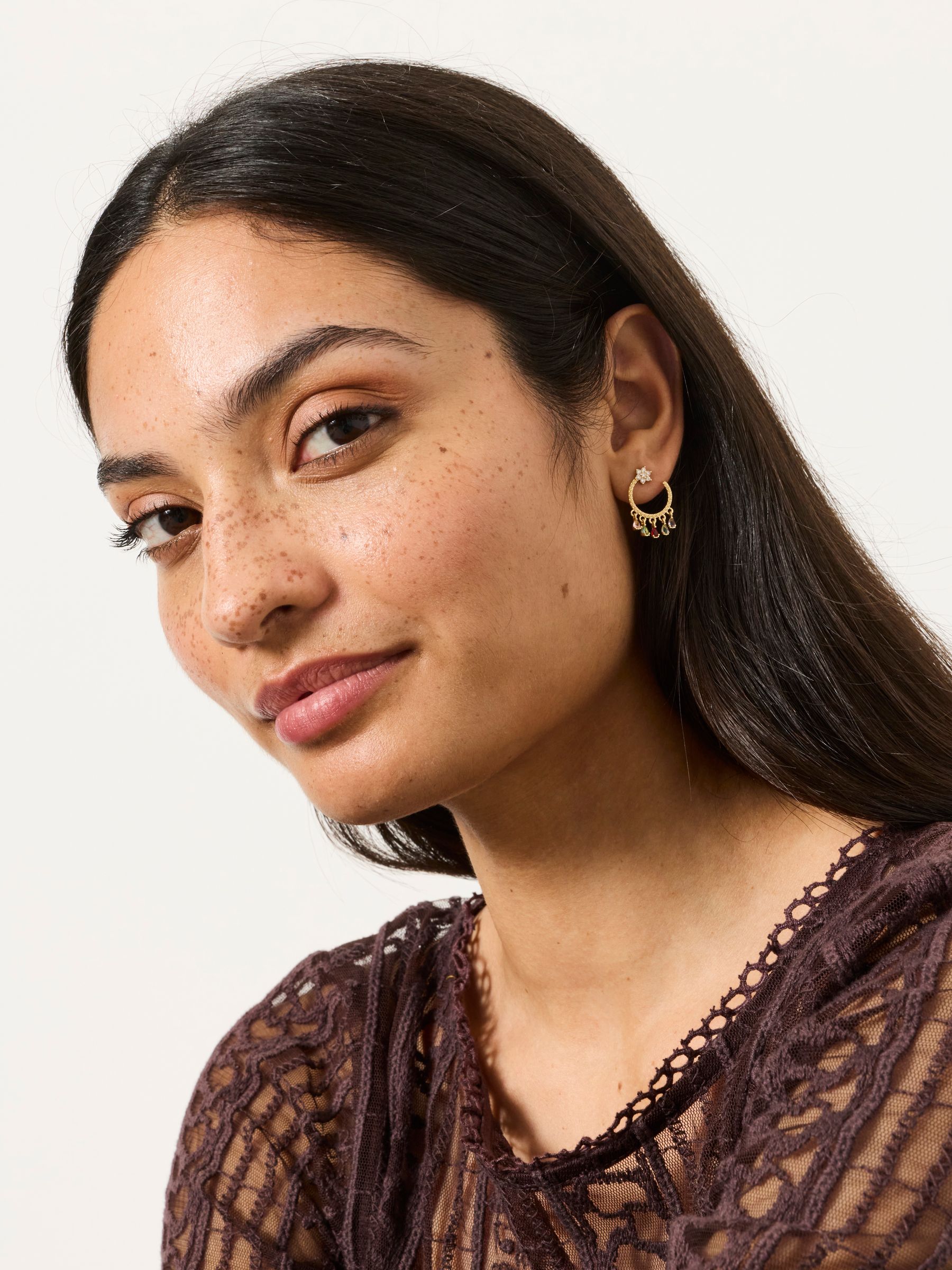 Star Gem Hoops in Gold Tone - Image 3 of 4