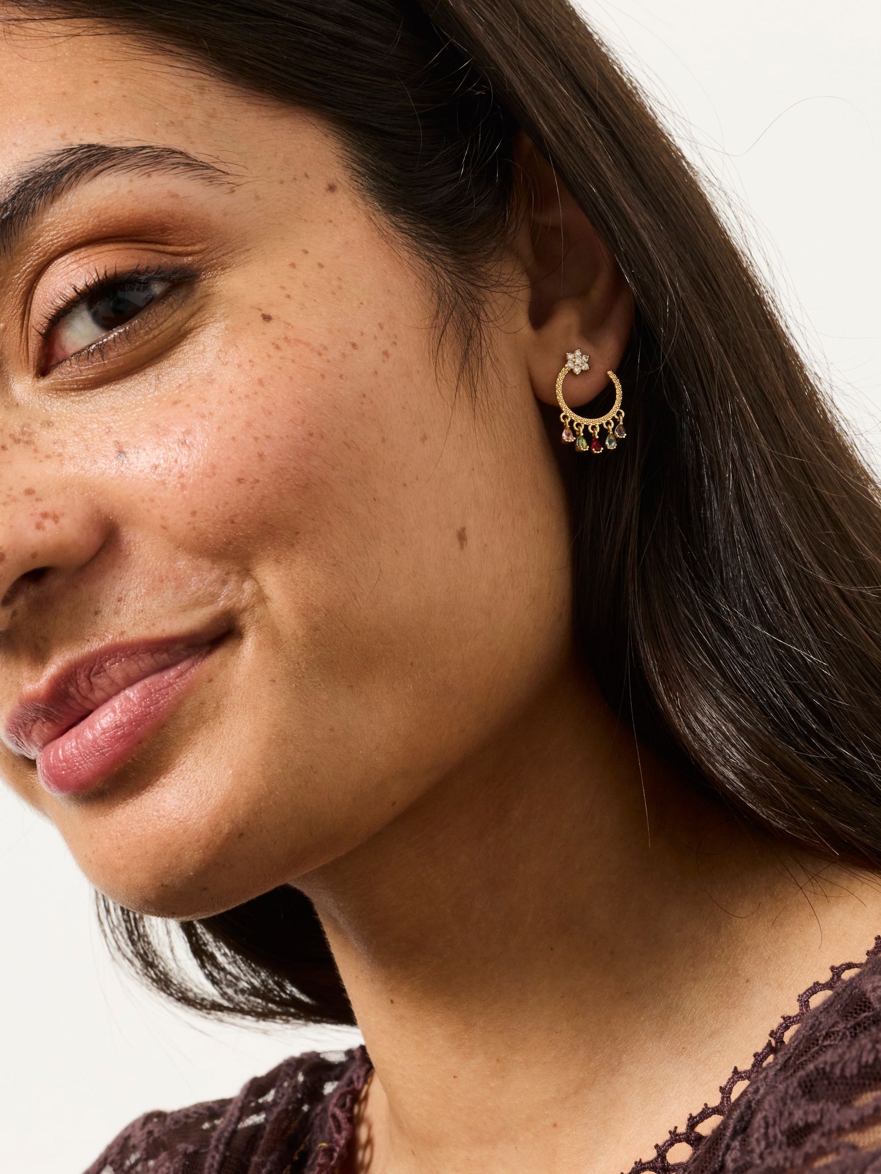 Star Gem Hoops in Gold Tone - Image 4 of 4 Star Gem Hoops in Gold Tone - Image 4 of 4